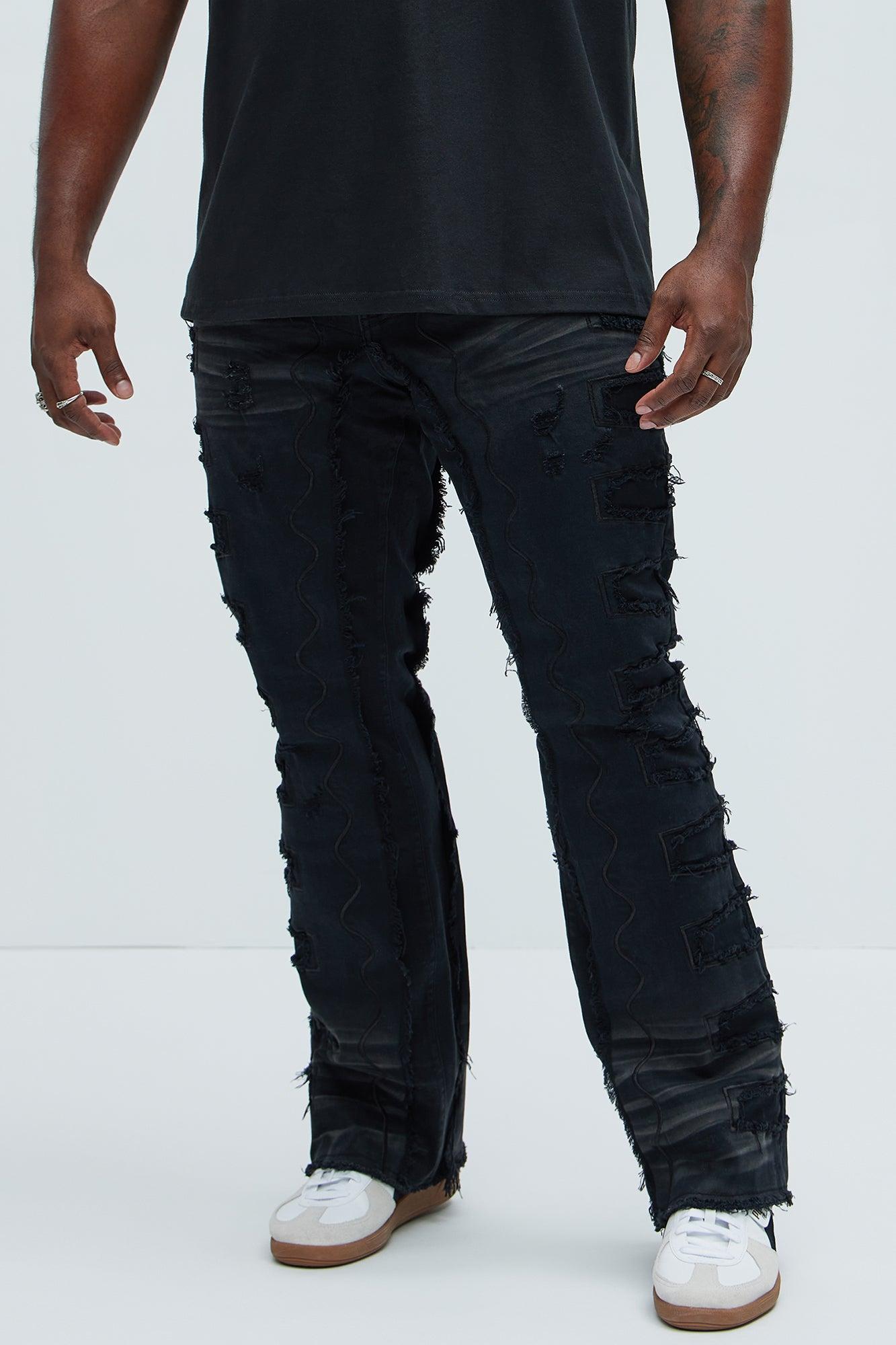 Back Up Fray Stacked Skinny Flare Jeans - Black Product Image