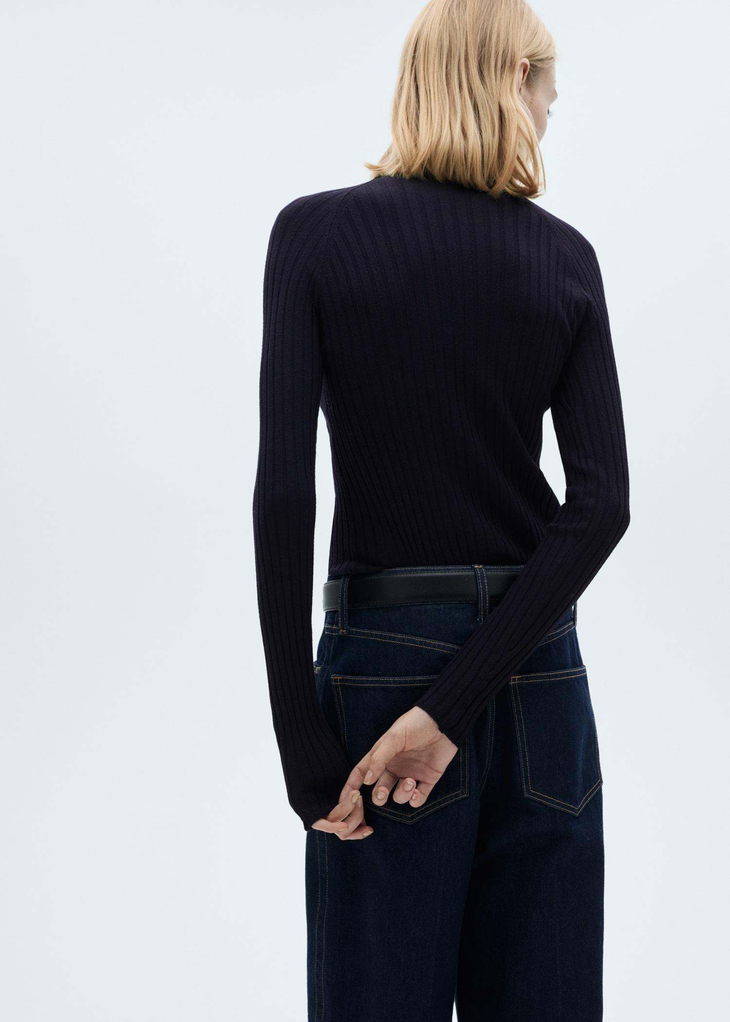 Ribbed sweater with perkins neck - Women | MANGO USA Product Image