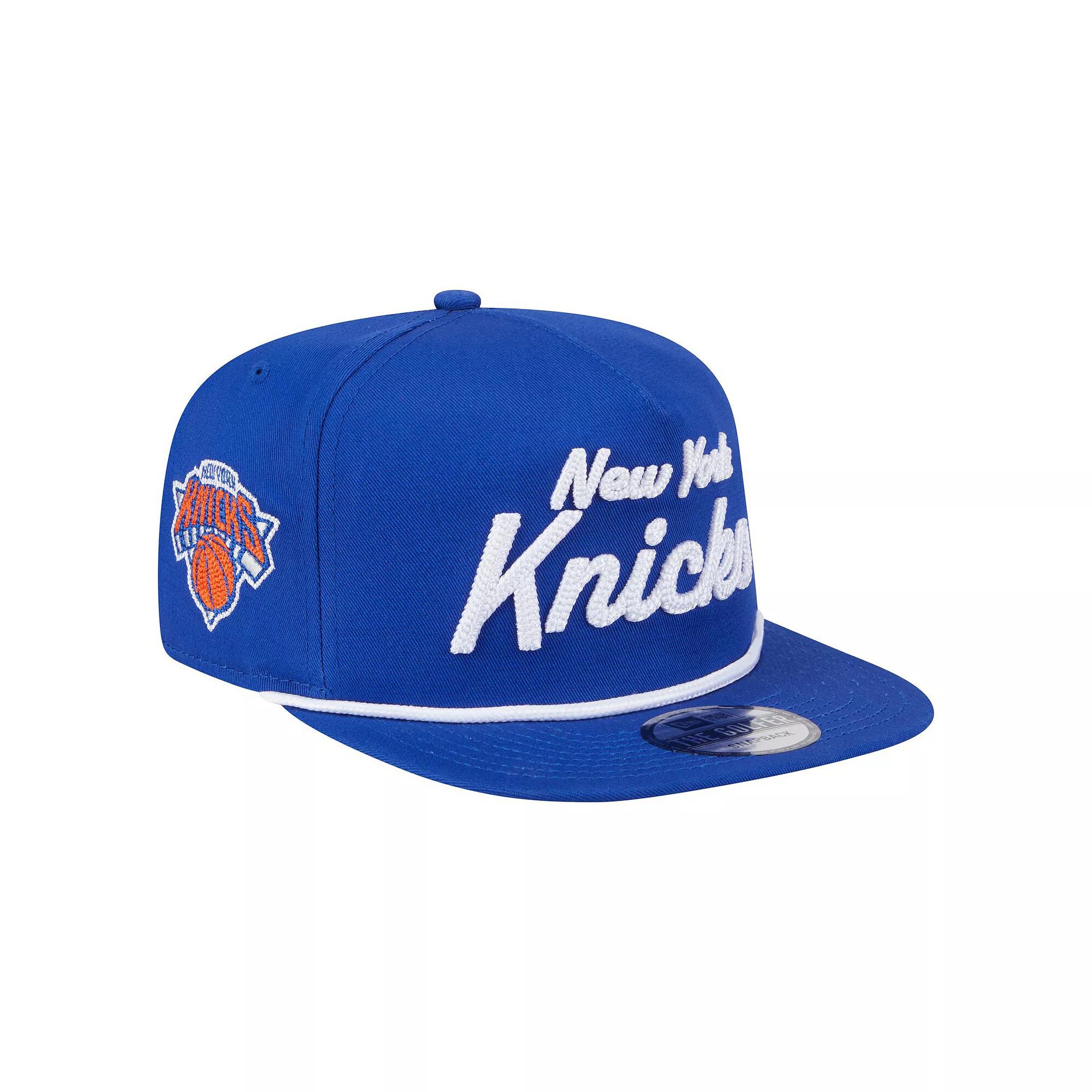 Men's New Era Blue New York Knicks Team Text Golfer Snapback Hat Product Image
