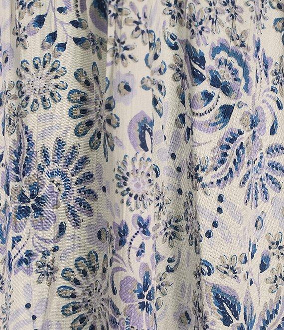 Angie Sleeveless Spaghetti Strap V-Neck Twist Front Keyhole Floral Midi Dress Product Image