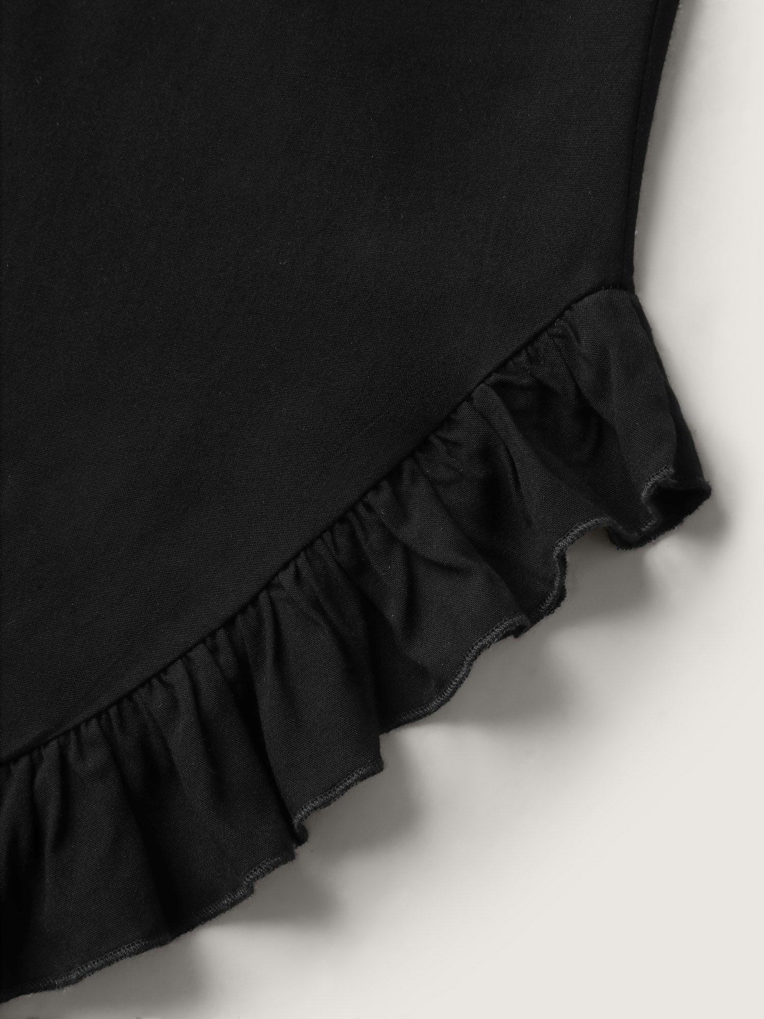 Ruffled Curvy Hem Wide-Leg Pants Female Product Image