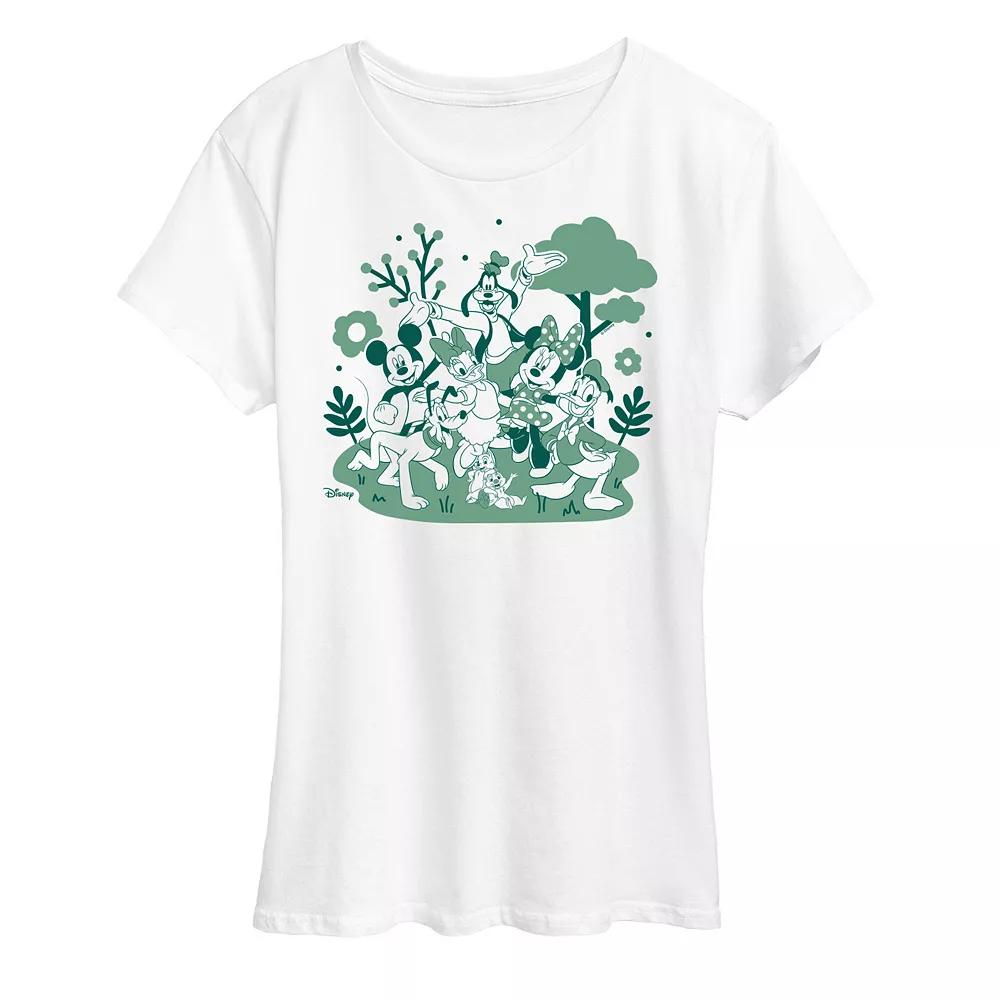 Disney's Mickey Mouse & Friends Women's Green Group Graphic Tee,  Product Image