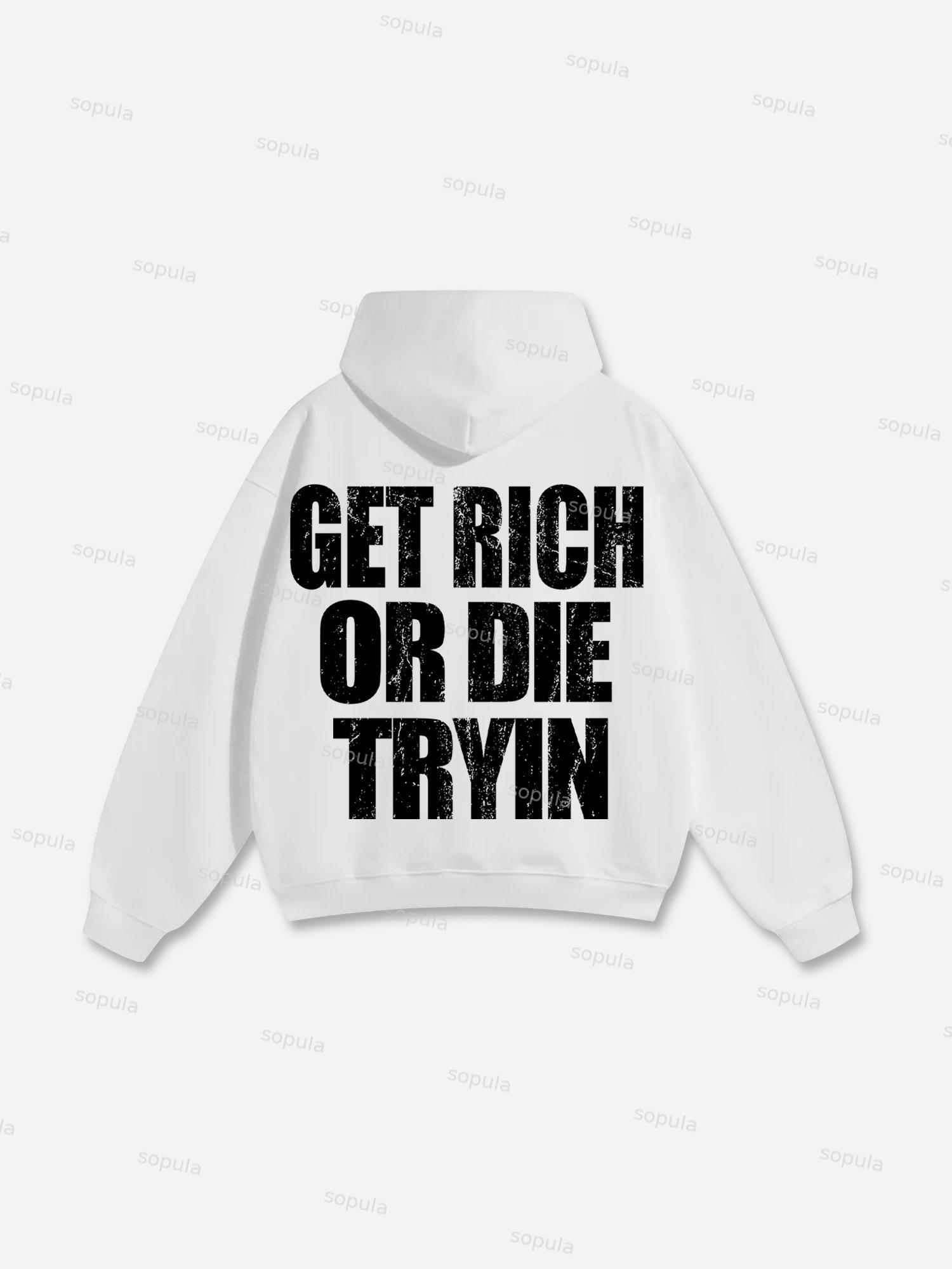 Get Rich Money Portrait Print Cotton Hoodie Product Image