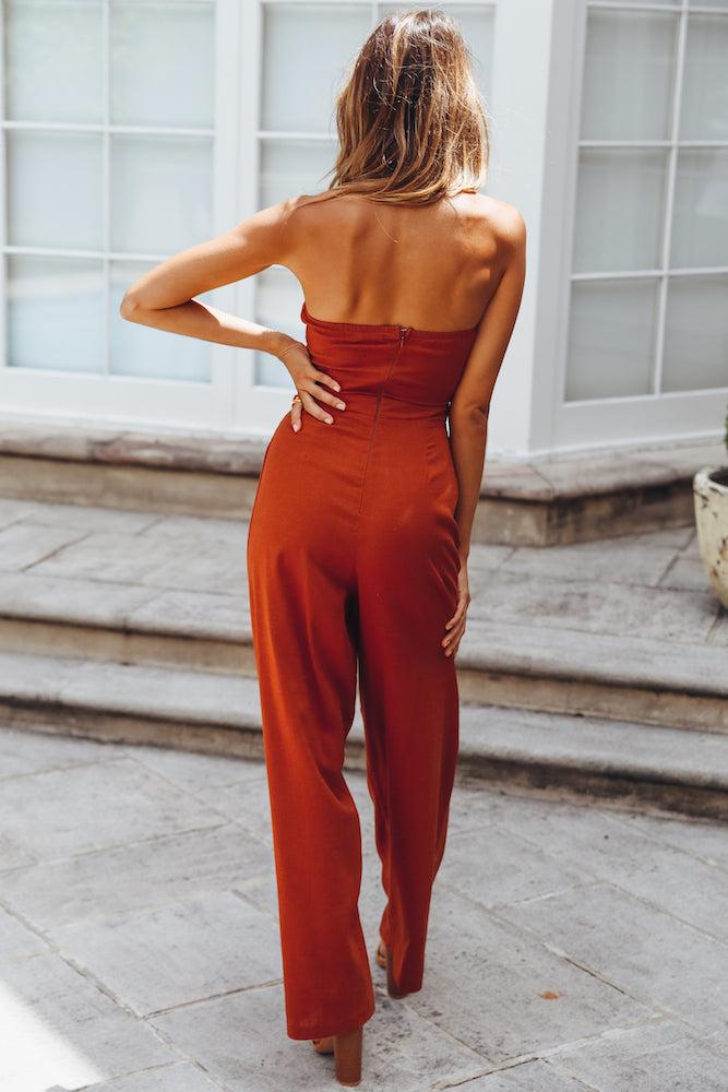 Pop Records Jumpsuit Rust Product Image