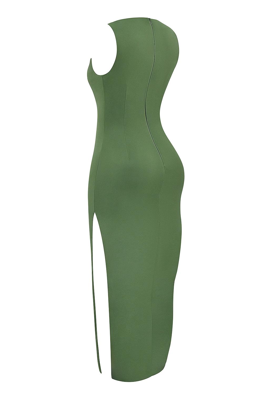 Filomena  olive boat neck maxi dress Product Image