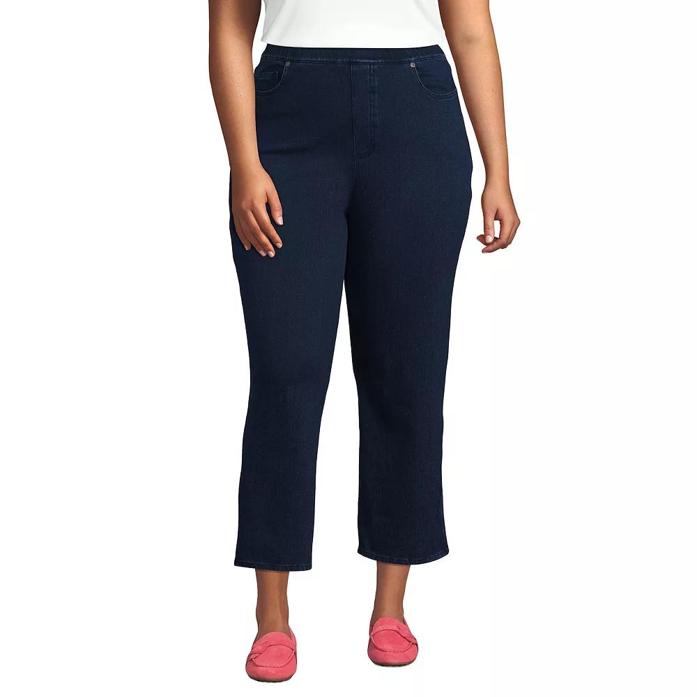 Plus Size Lands' End High Rise Pull On Denim Crop Pants, Women's, Size: 1XL, Medium  Blue Product Image