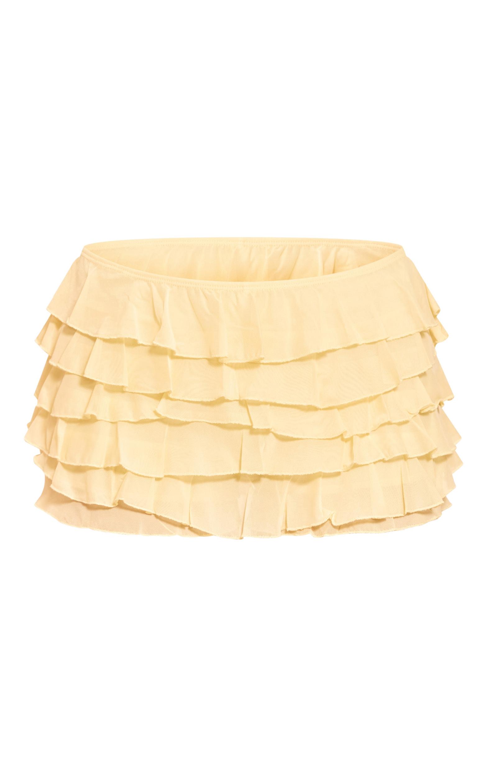 Butter Yellow Mesh Frilly Low Rise Bloomer Shorts Product Image
