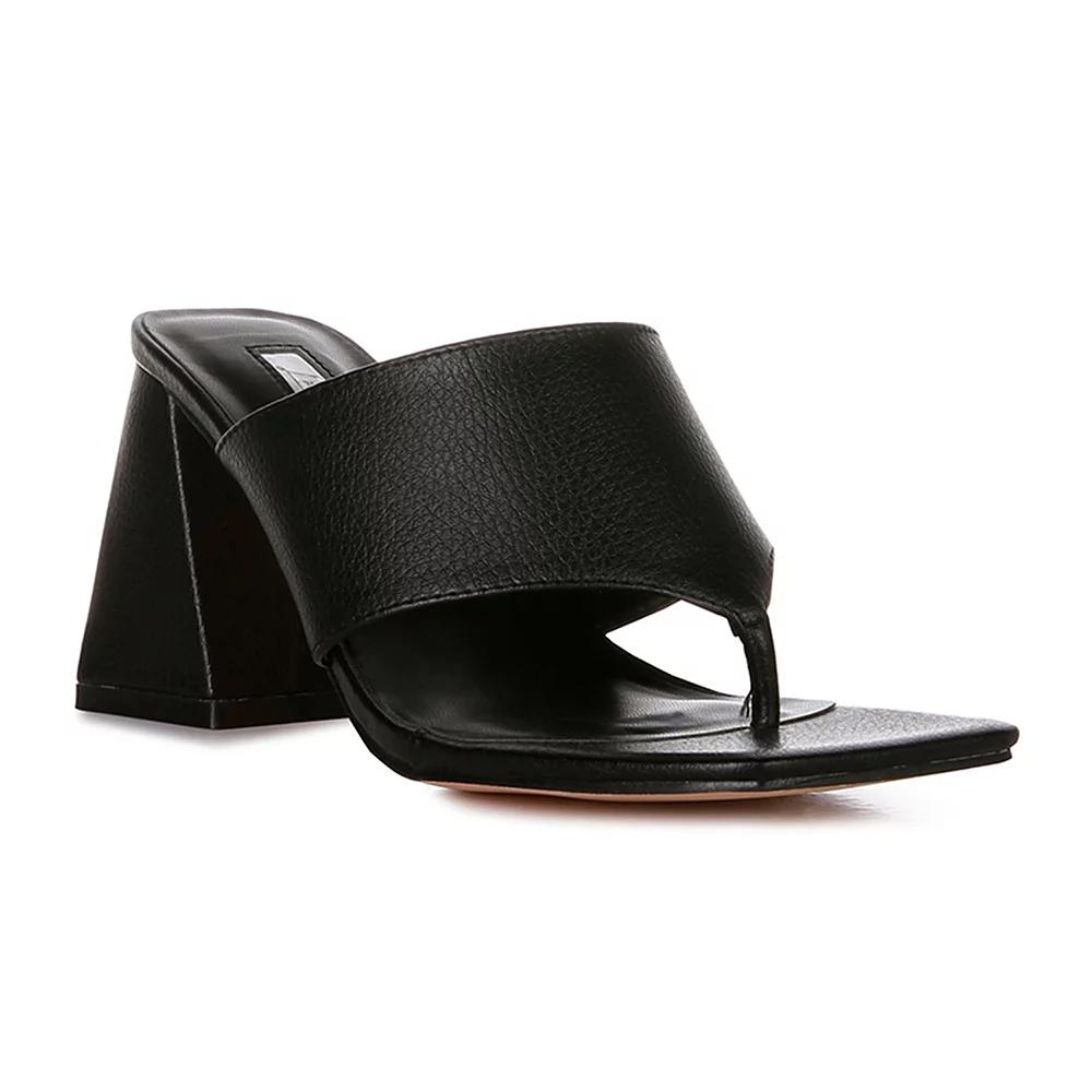 London Rag Muse Me Women's Block Heel Thong Sandals, Size: 7, Black Product Image