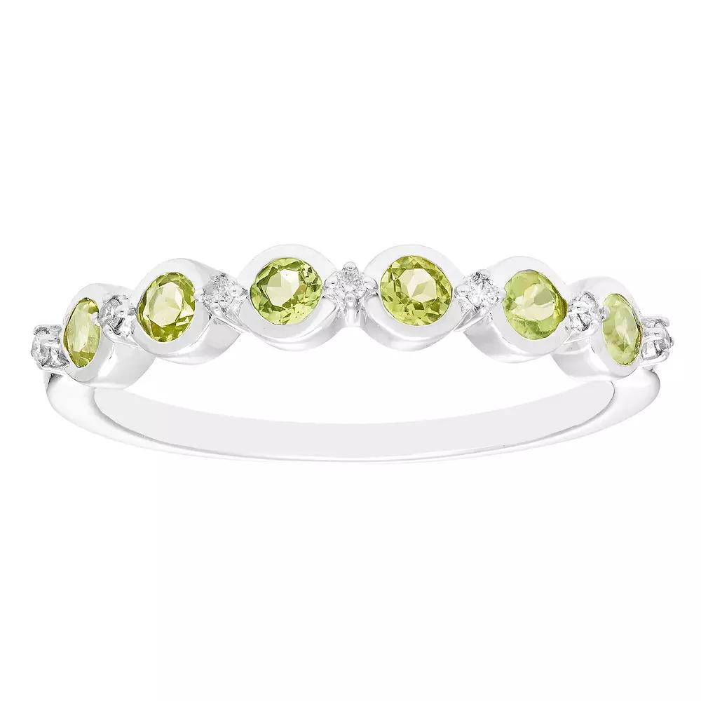 Boston Bay Diamonds Sterling Silver Gemstone & 1/10 Carat T.W. Diamond Stacking Ring, Women's,  Product Image