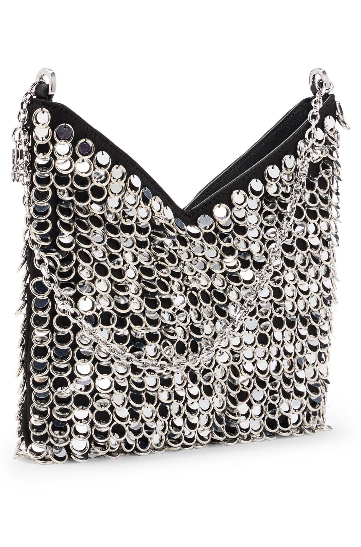 HUGO - Chain-strap shoulder bag with rings and sequins - Silver Product Image