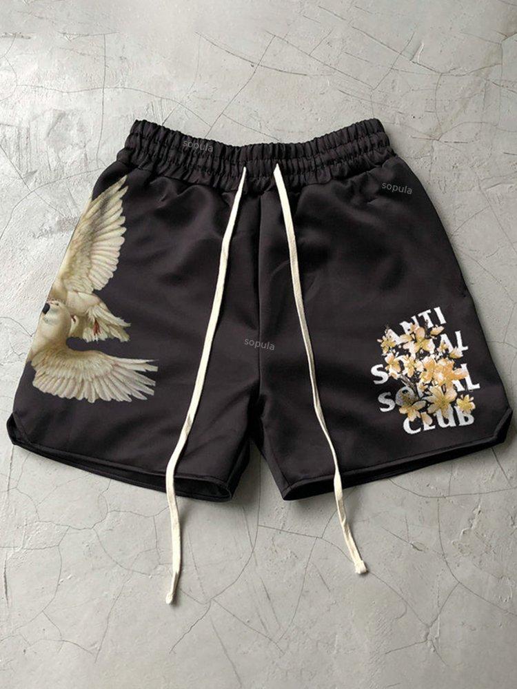Sopula Vintage Print Street Casual Sports Shorts Product Image