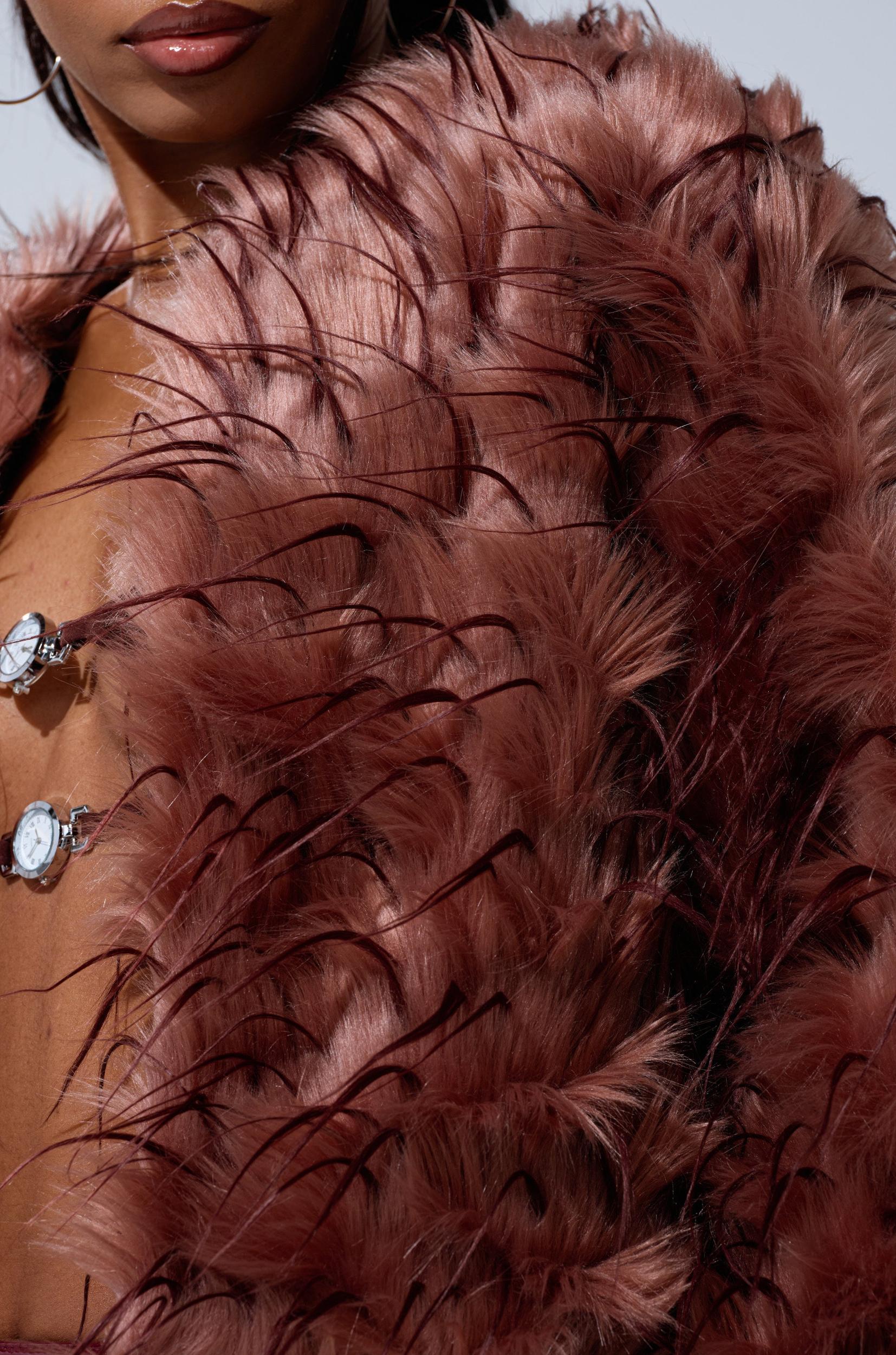 PIPER TEXTURED FAUX FUR COAT Product Image