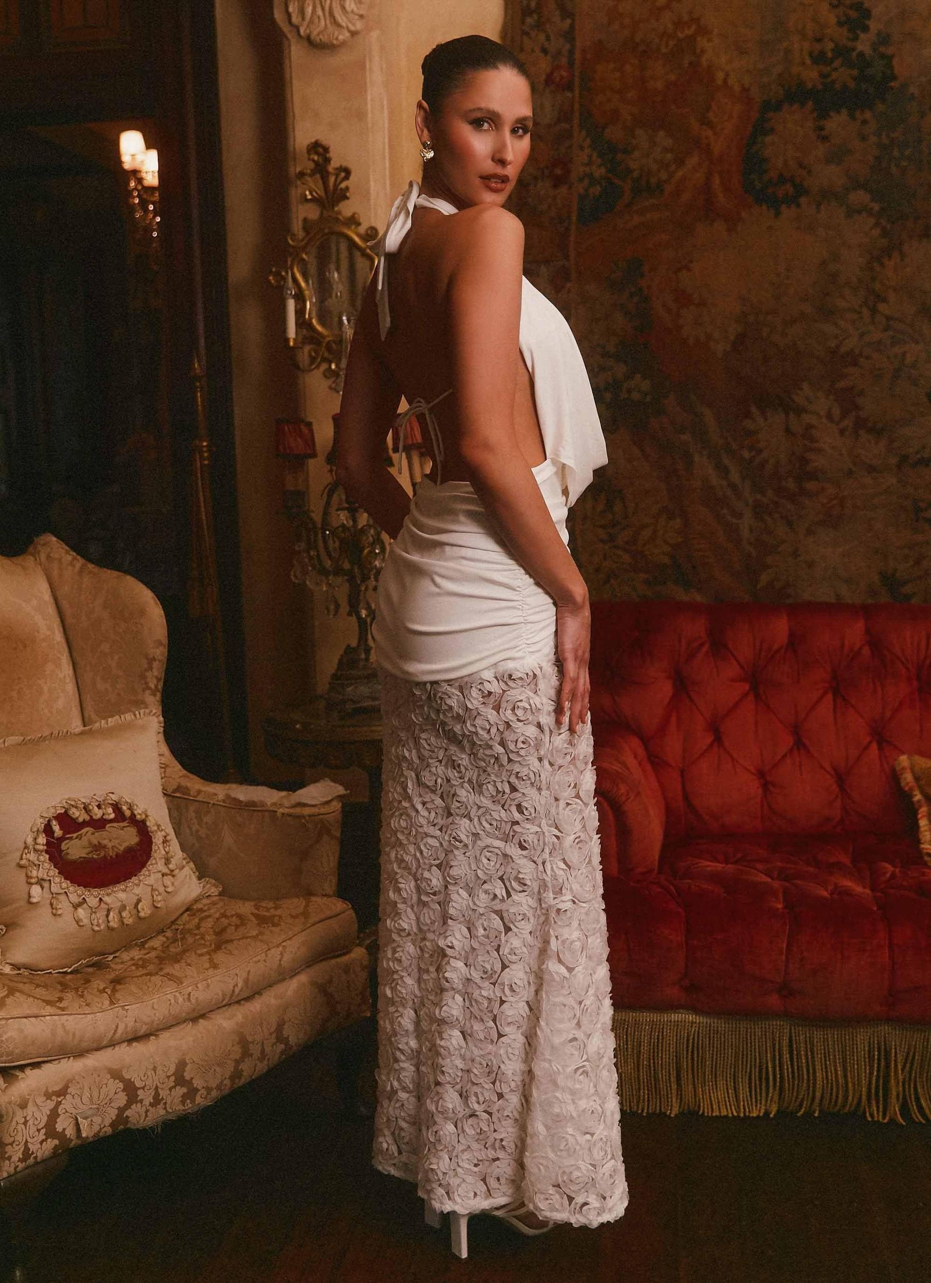 Kita Textured Maxi Dress - White Product Image