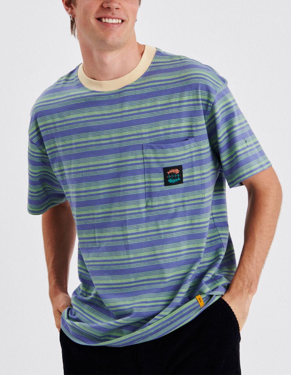 THE CRITICAL SLIDE SOCIETY Bone Yard Mens Stripe Pocket Tee - BLUE Product Image