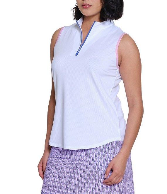 Sport Haley Gabby Mock Neck Sleeveless Contrast Trim Quarter-Zip Polo Product Image
