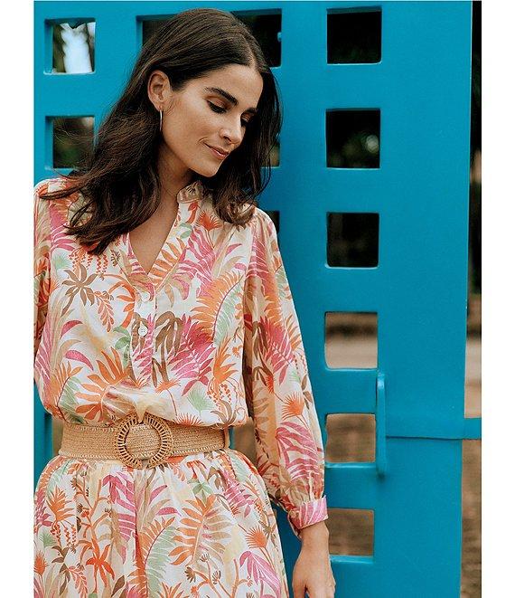 J.McLaughlin Jungle Melody Split V-Neck Bracelet Sleeve Blouse Product Image