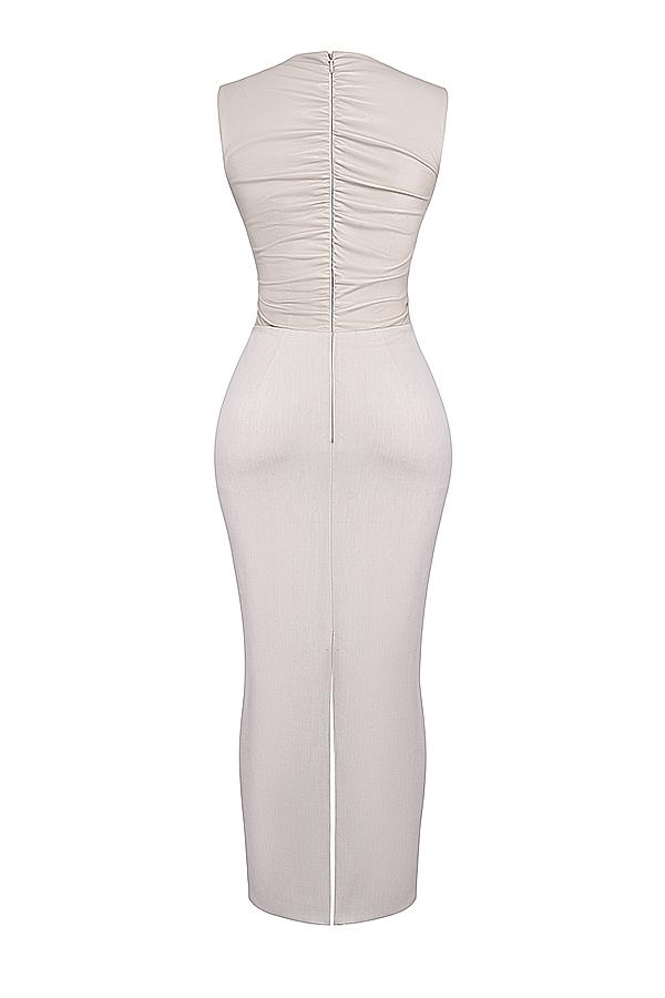 Laria  ecru vegan leather maxi dress Product Image