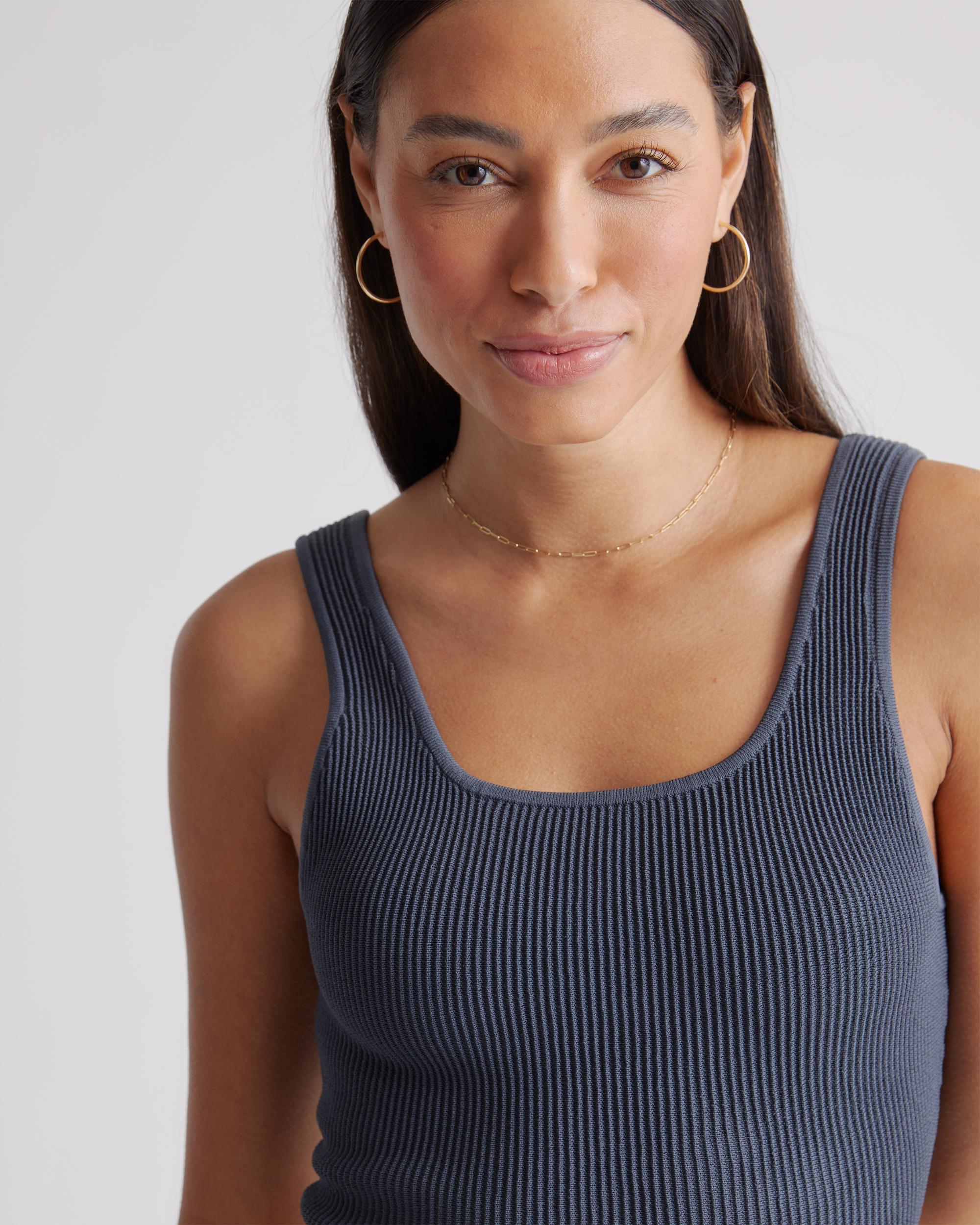 Quince | Women's Cropped Square Neck Ribbed Knit Tank Top Size XL, Recycled nylon/polyester/spandex Product Image