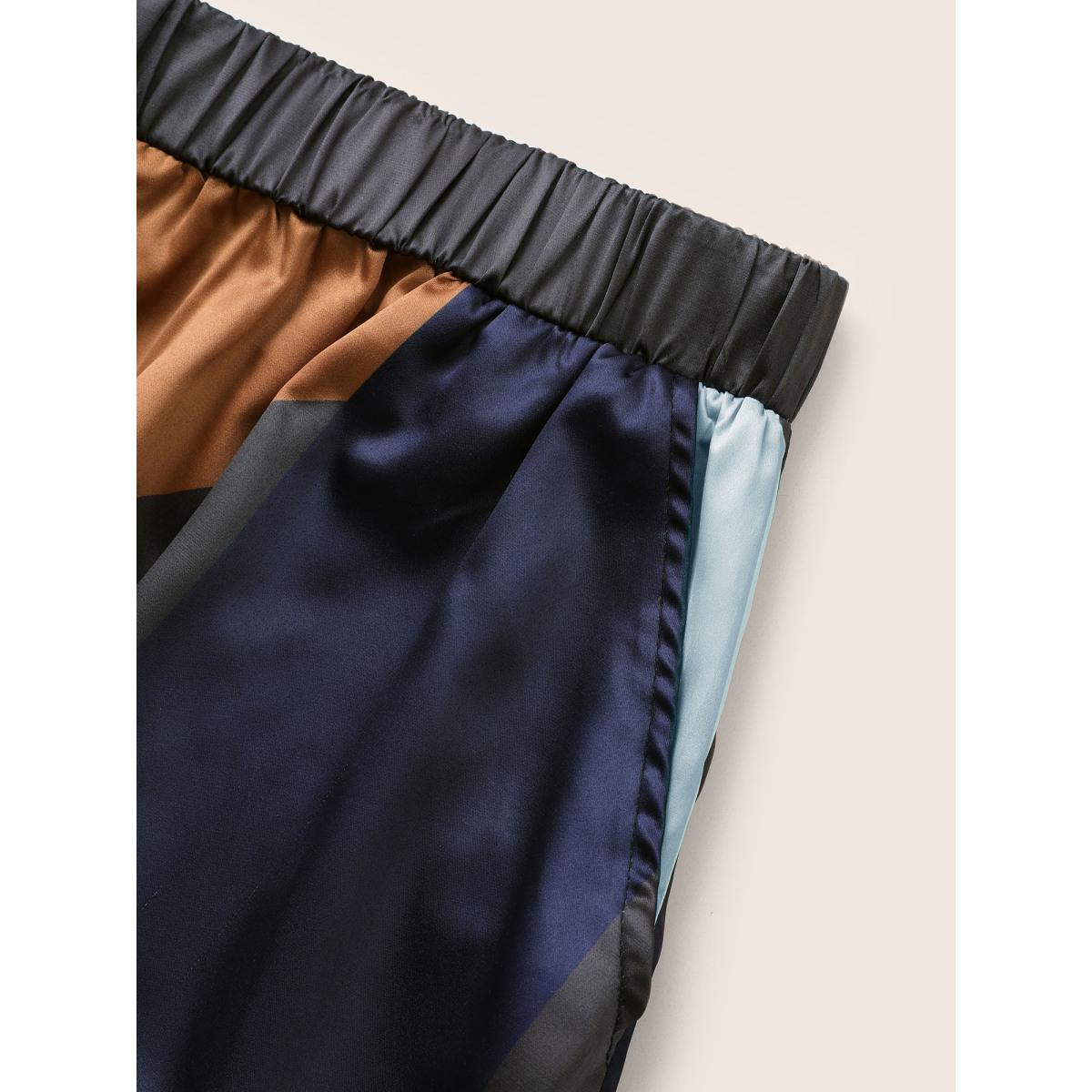 Plus Size Colorblock Contrast Pocket Cropped Skirt Women Multicolor At the Office Non No stretch Slanted pocket Work Skirts BloomChic 18-20/2X Product Image