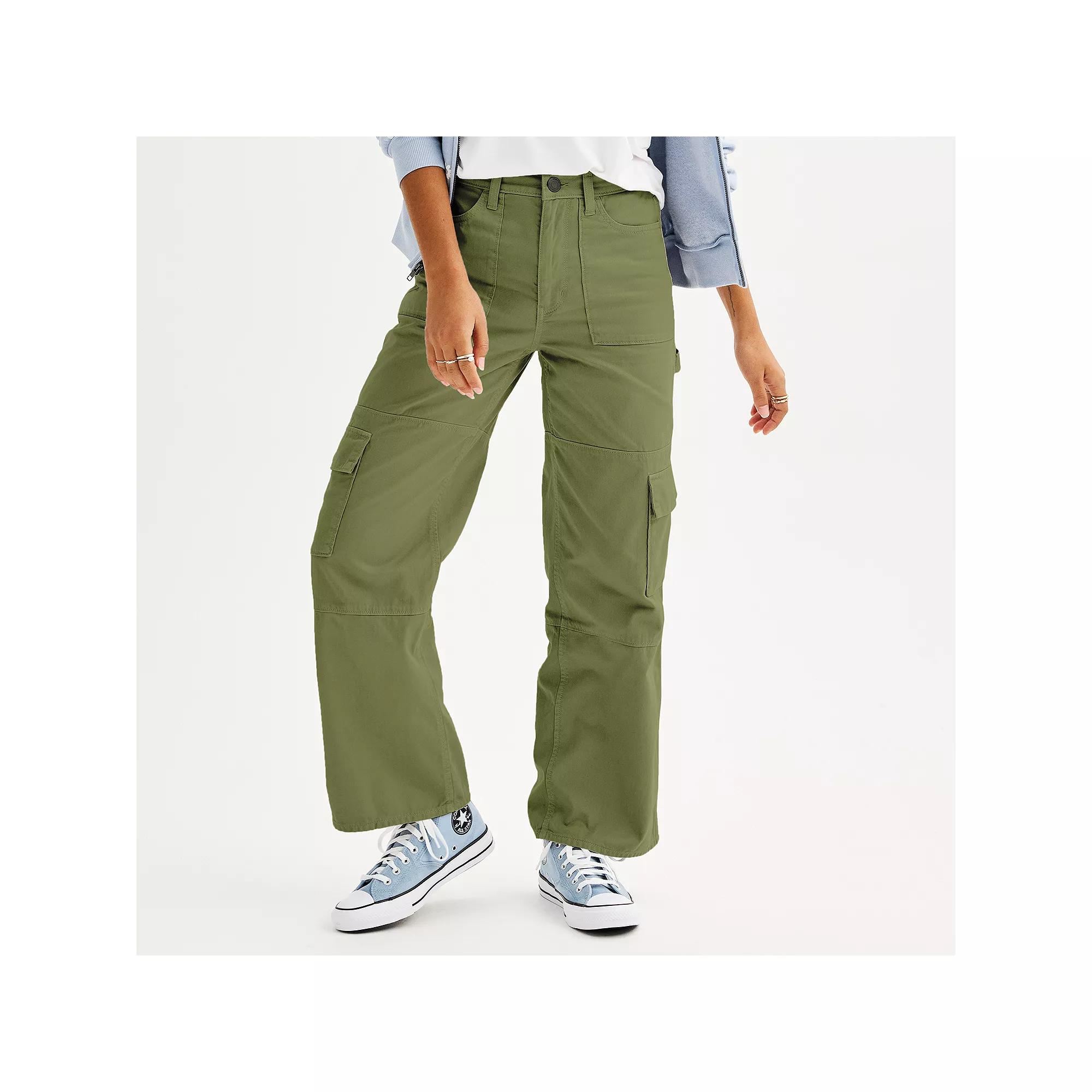 Juniors' SO® High-Rise Wide Leg Cargo Pants, Girl's, Size: XL, Drew Green Product Image