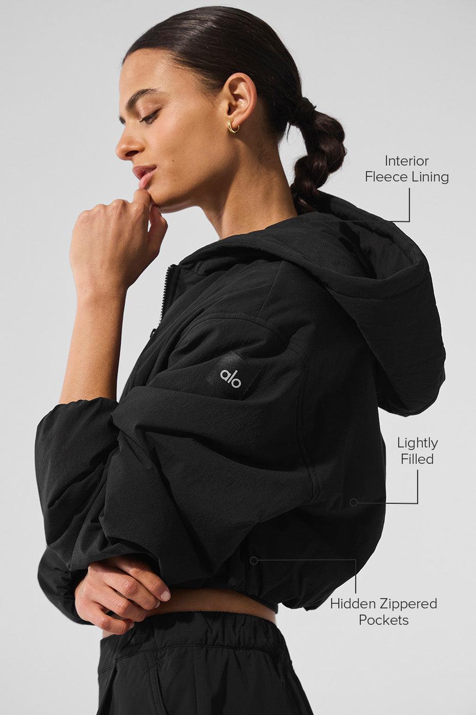 Cropped Mountain Peak Full-Zip Hoodie - Black Female Product Image