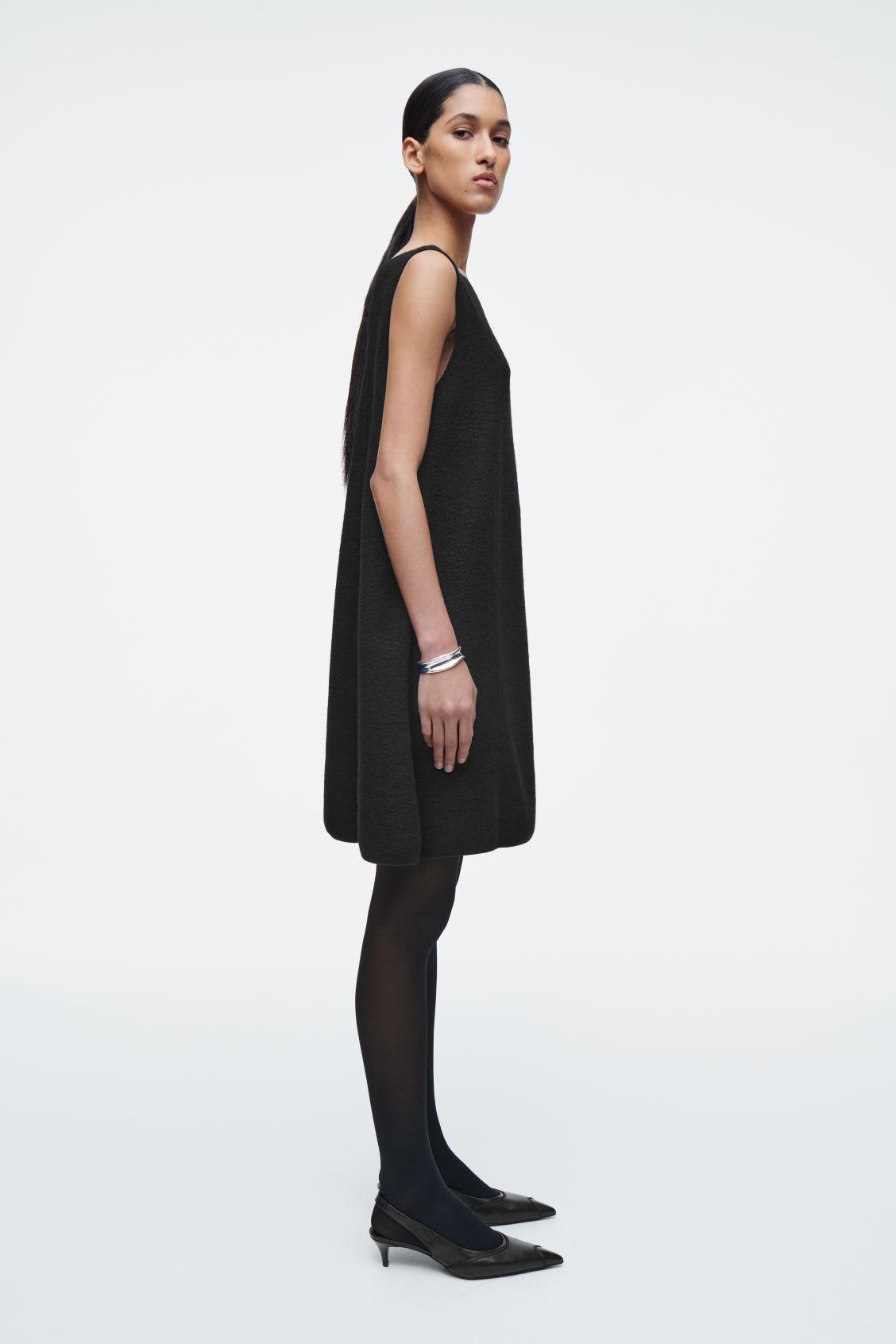 PANELED WOOL SHIFT DRESS Product Image