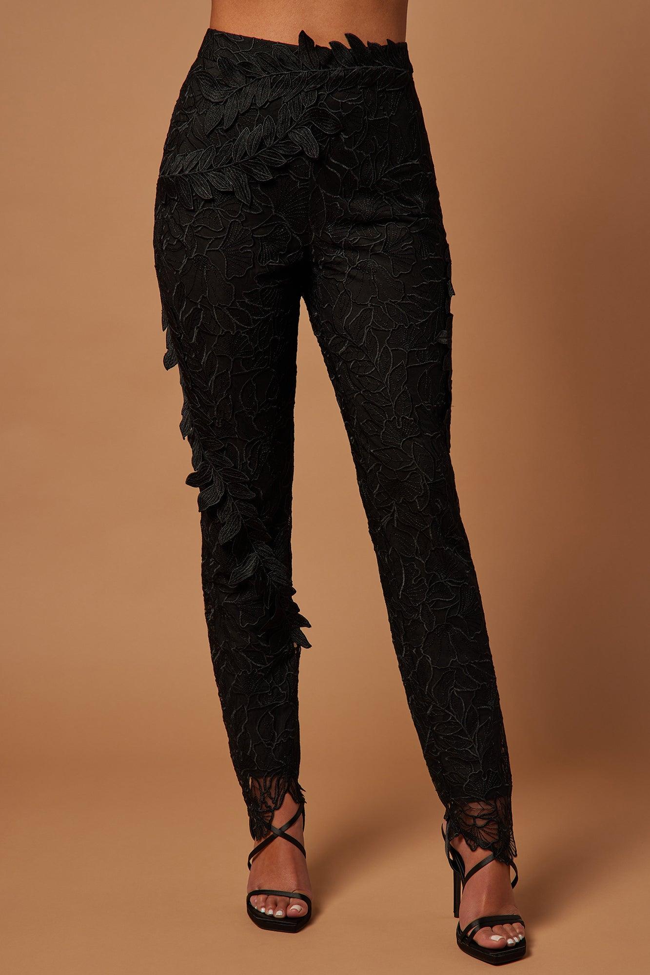 Clarissa Embroidered Pant - Black Product Image
