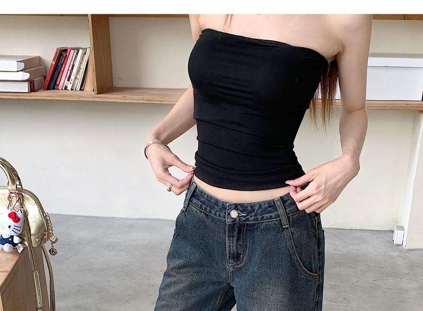 Low Waist Washed Loose Fit Jeans Product Image