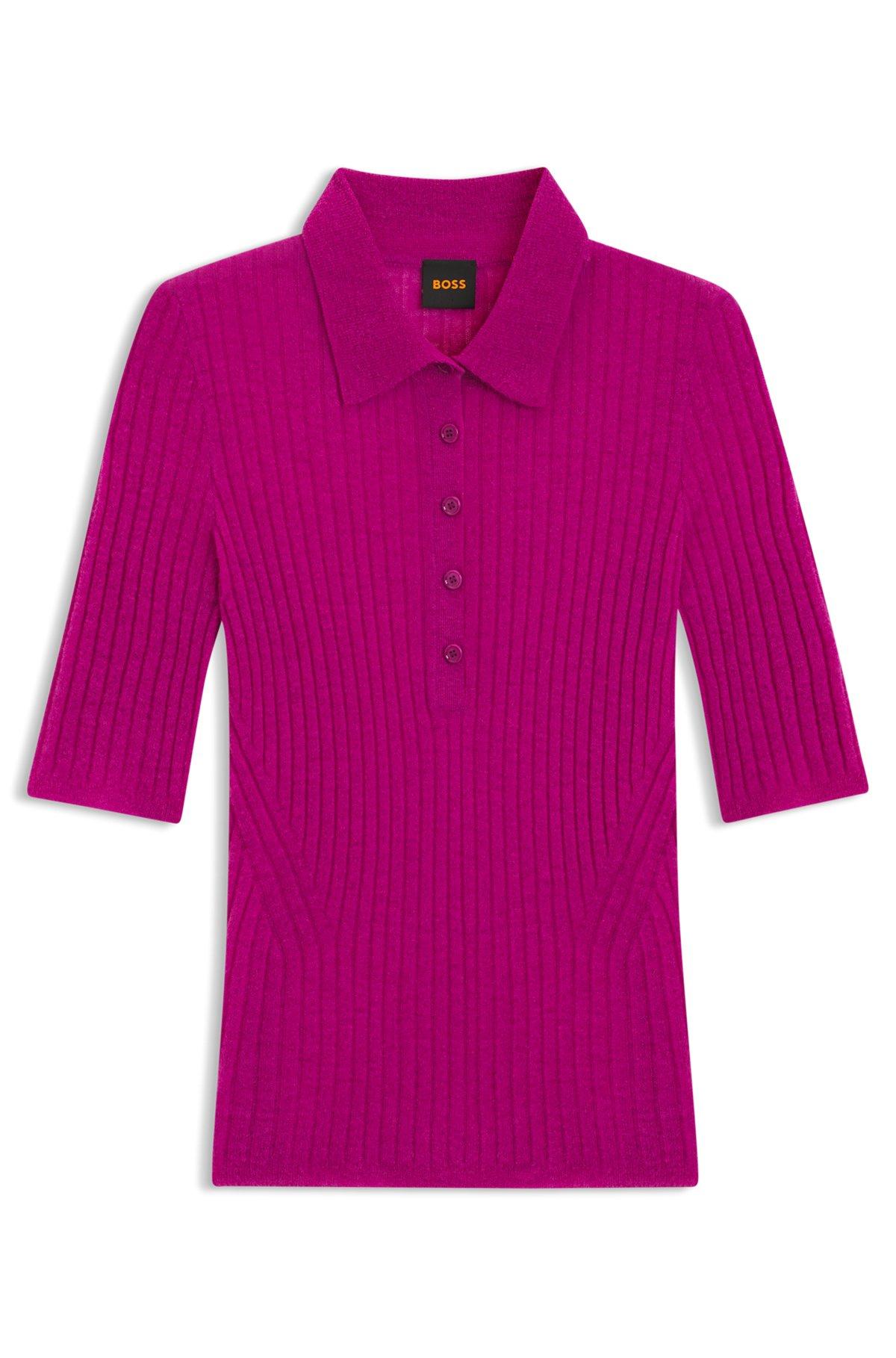 Ribbed knit polo in wool Product Image