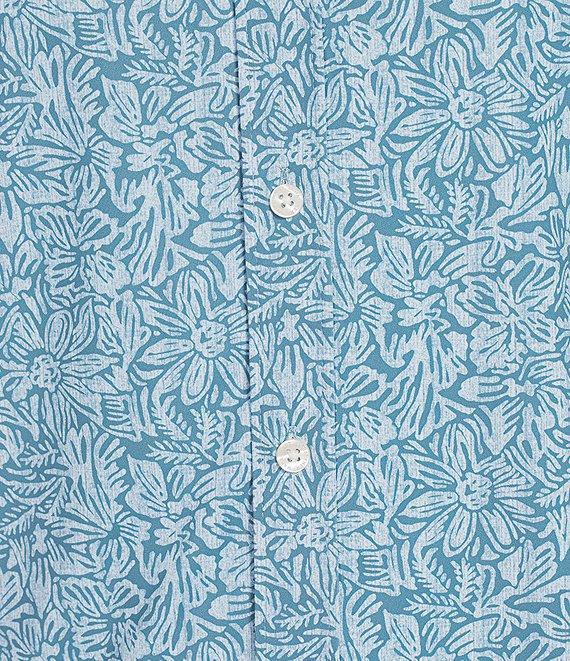 Hart Schaffner Marx Featherweight Luxury Performance Short Sleeve Floral Print Coat Front Shirt Product Image