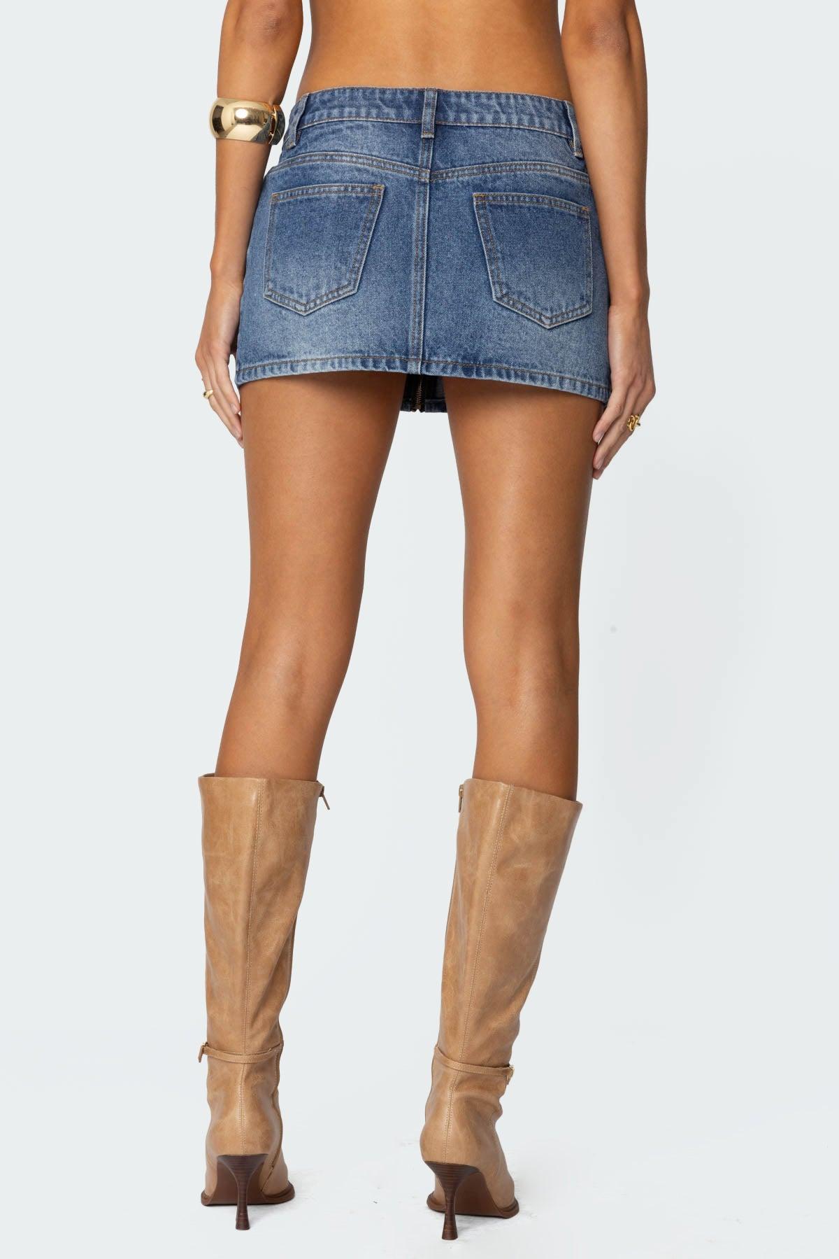 Anne Zip Up Denim Mini Skirt Product Image