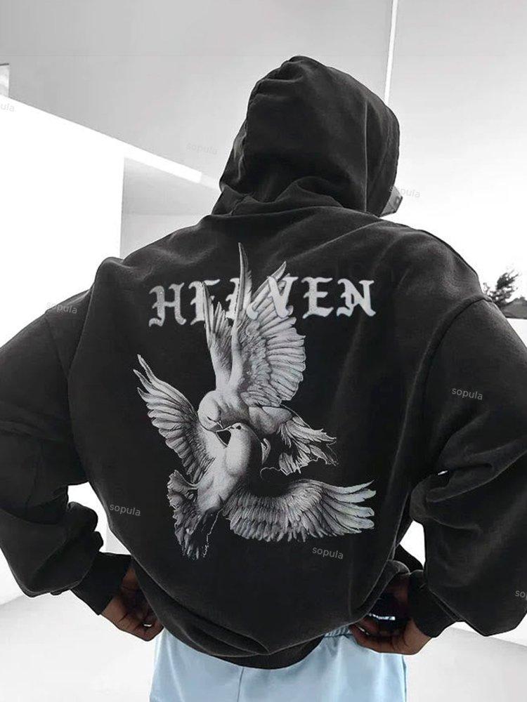 Sopula Vintage Peace Heaven Print Hoodie Product Image