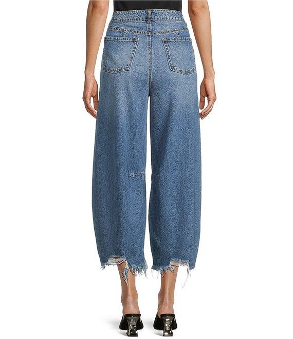 GB Frayed Hem Cropped Barrel Jeans Product Image