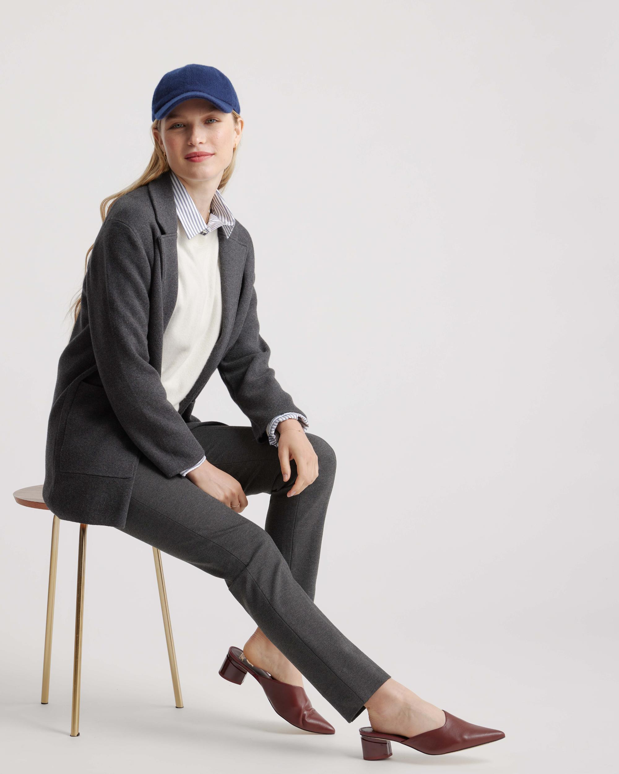 Quince | Women's Ultra-Stretch Ponte Pintuck Ankle Pants Rayon Product Image