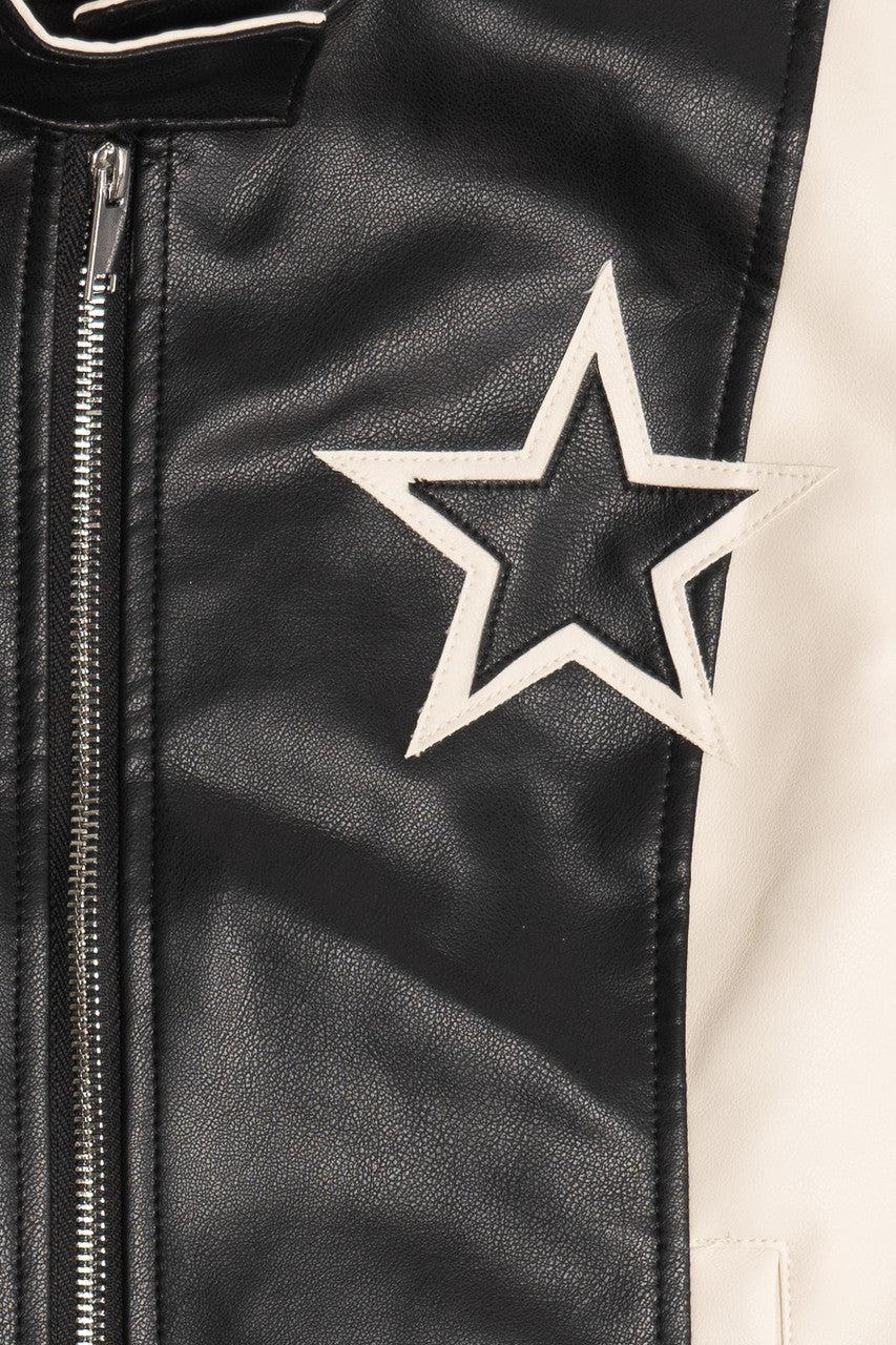 Star Patch Pleather Moto Vest Product Image