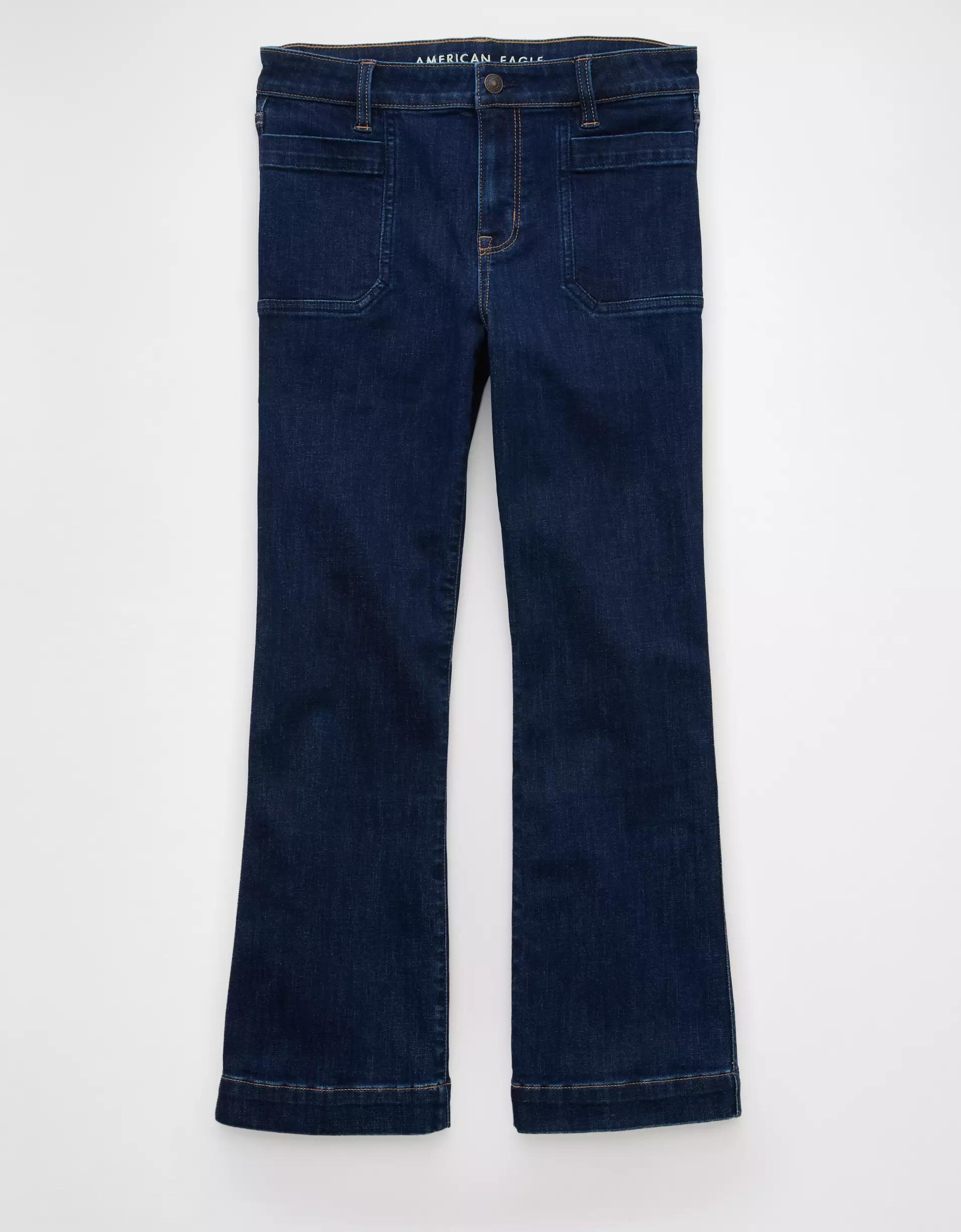 AE Next Level High-Waisted Kick Bootcut Crop Jean Product Image