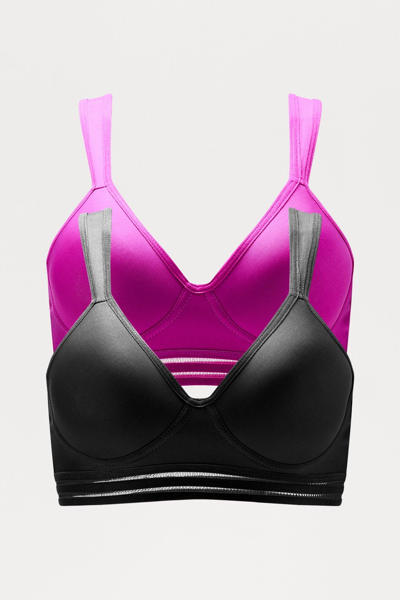 Sporty Look 2 Pack Wireless Molded Cup Microfiber Bra - Purple/combo Female Product Image