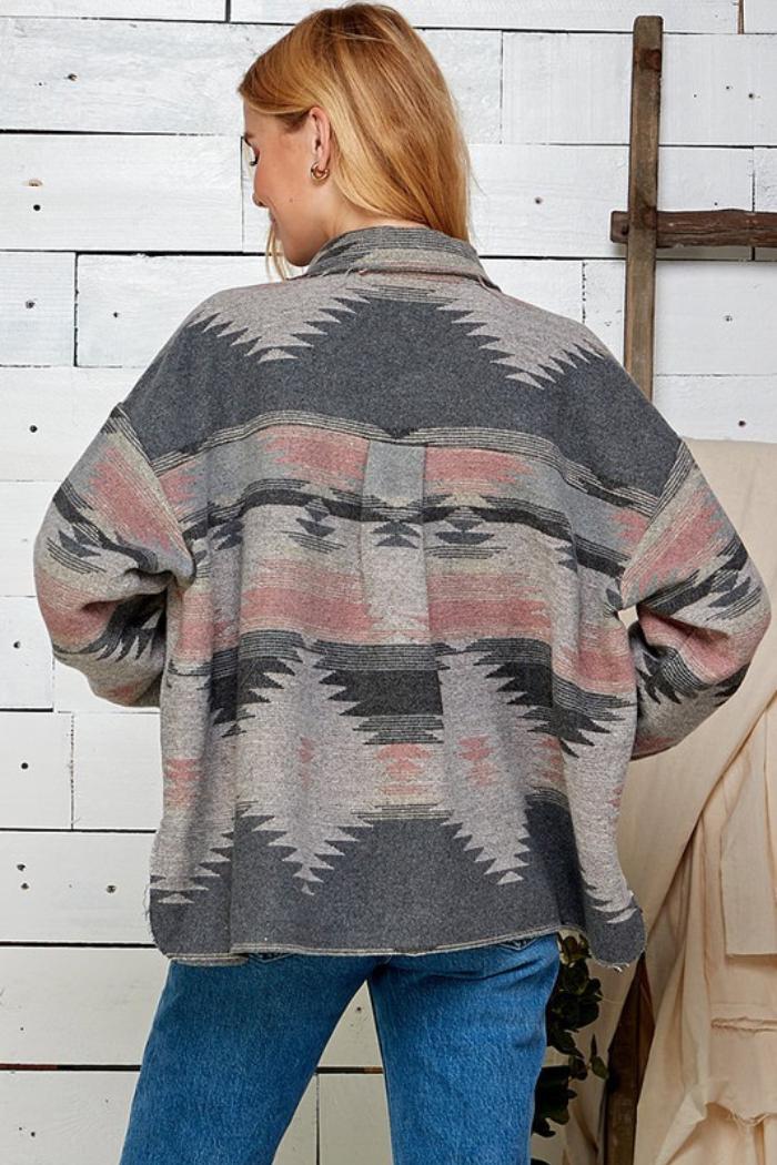 Plus Aztec/tribal Print Jacket Product Image