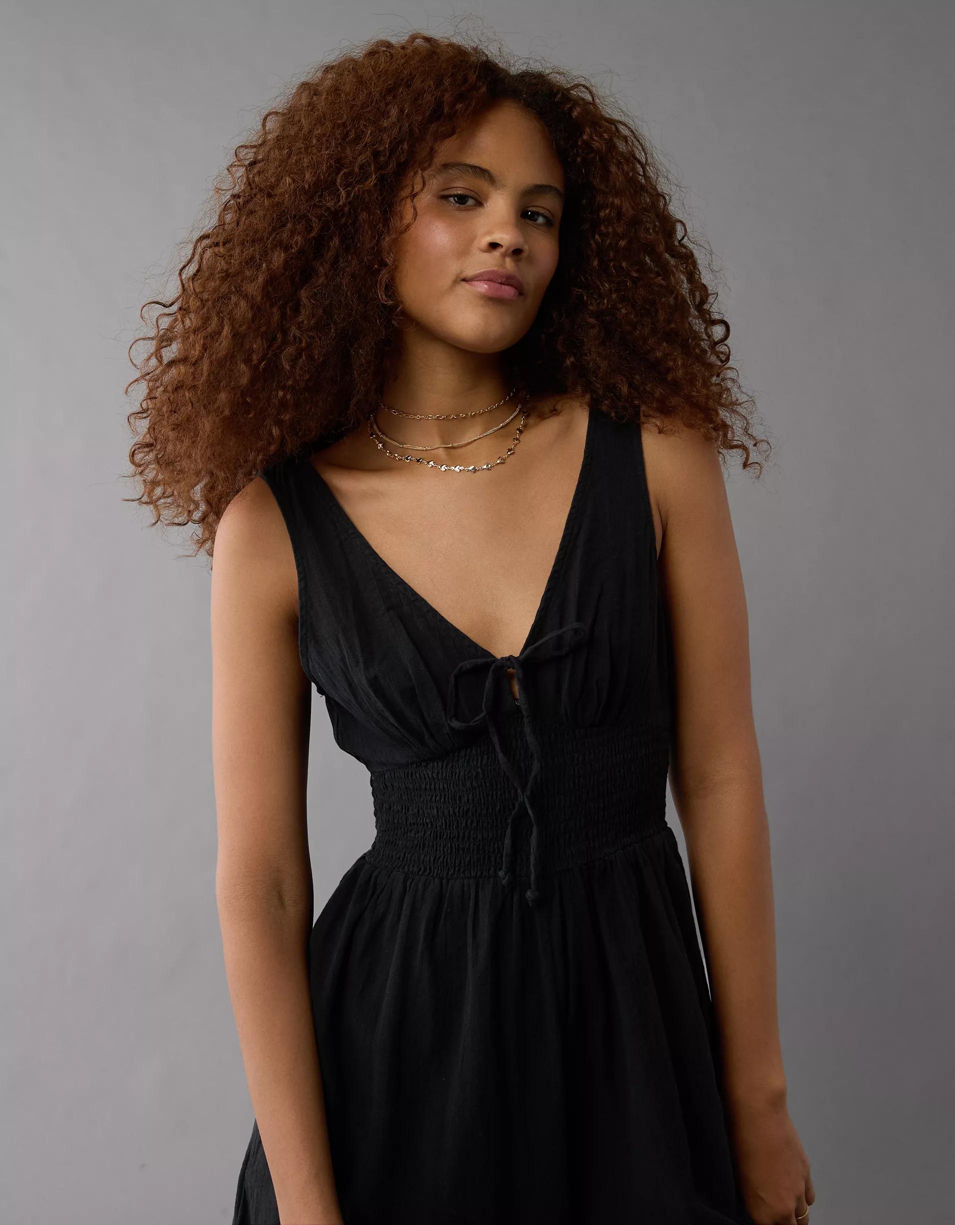 AE Smocked V-Neck Jumpsuit Product Image