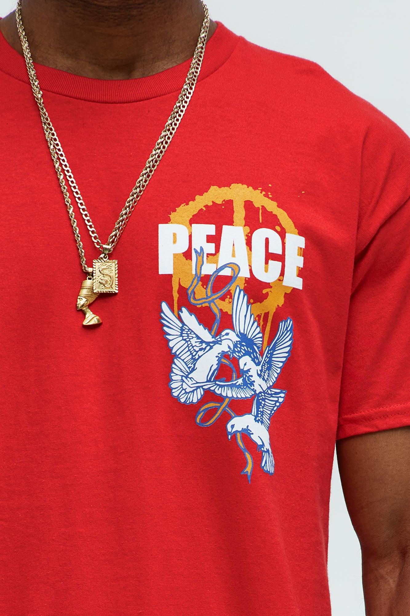 Peace Be With You Short Sleeve Tee - Red Product Image