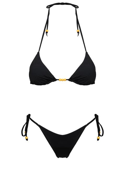 Nevaeh Beaded Triangle Bikini Top Black Product Image