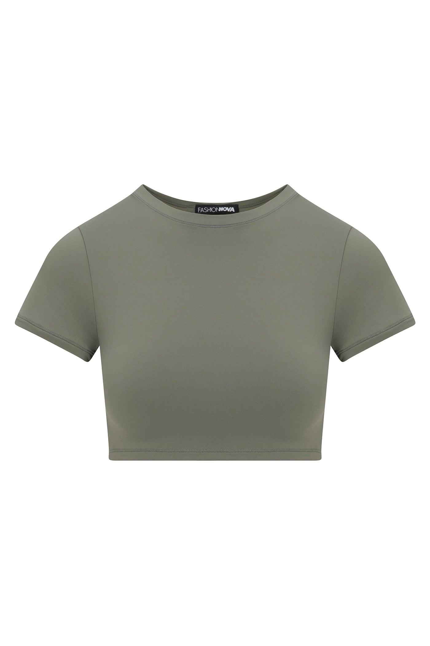 Second Skin Double Lined Super Cropped Tee - Military Green Female Product Image