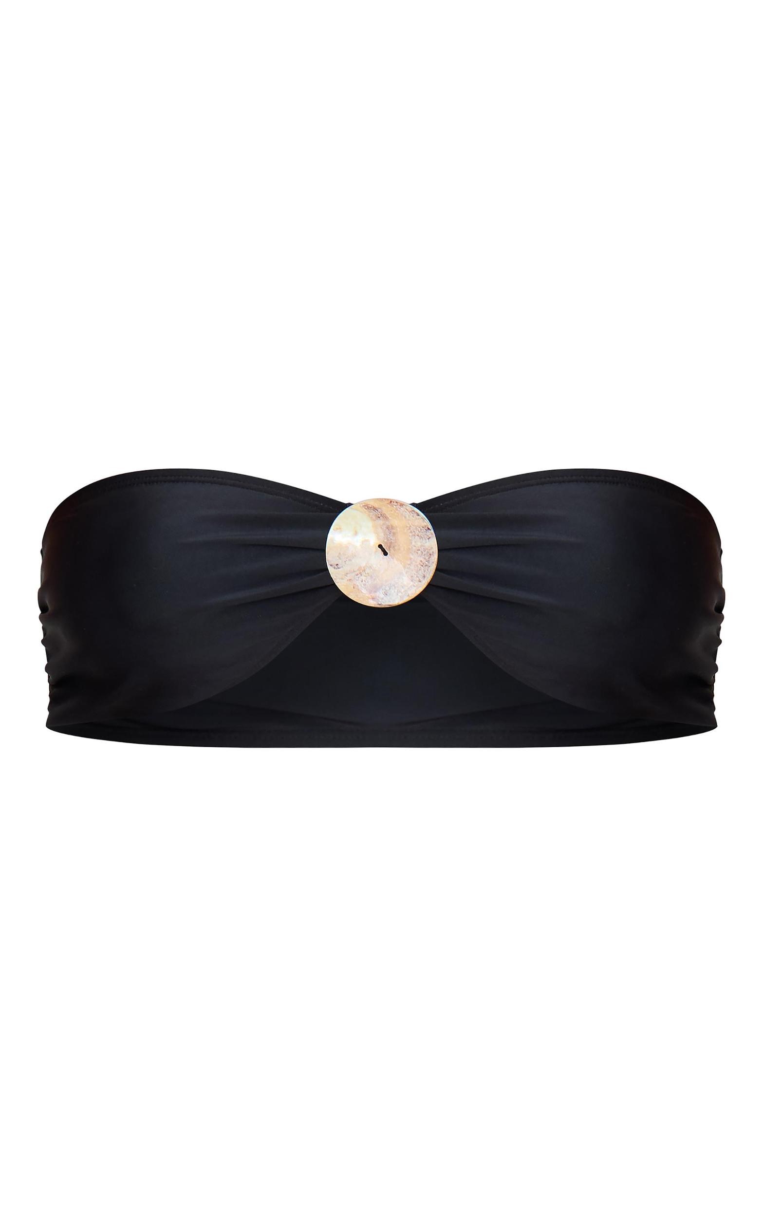 Black Shell Trim Bandeau Bikini Top Product Image