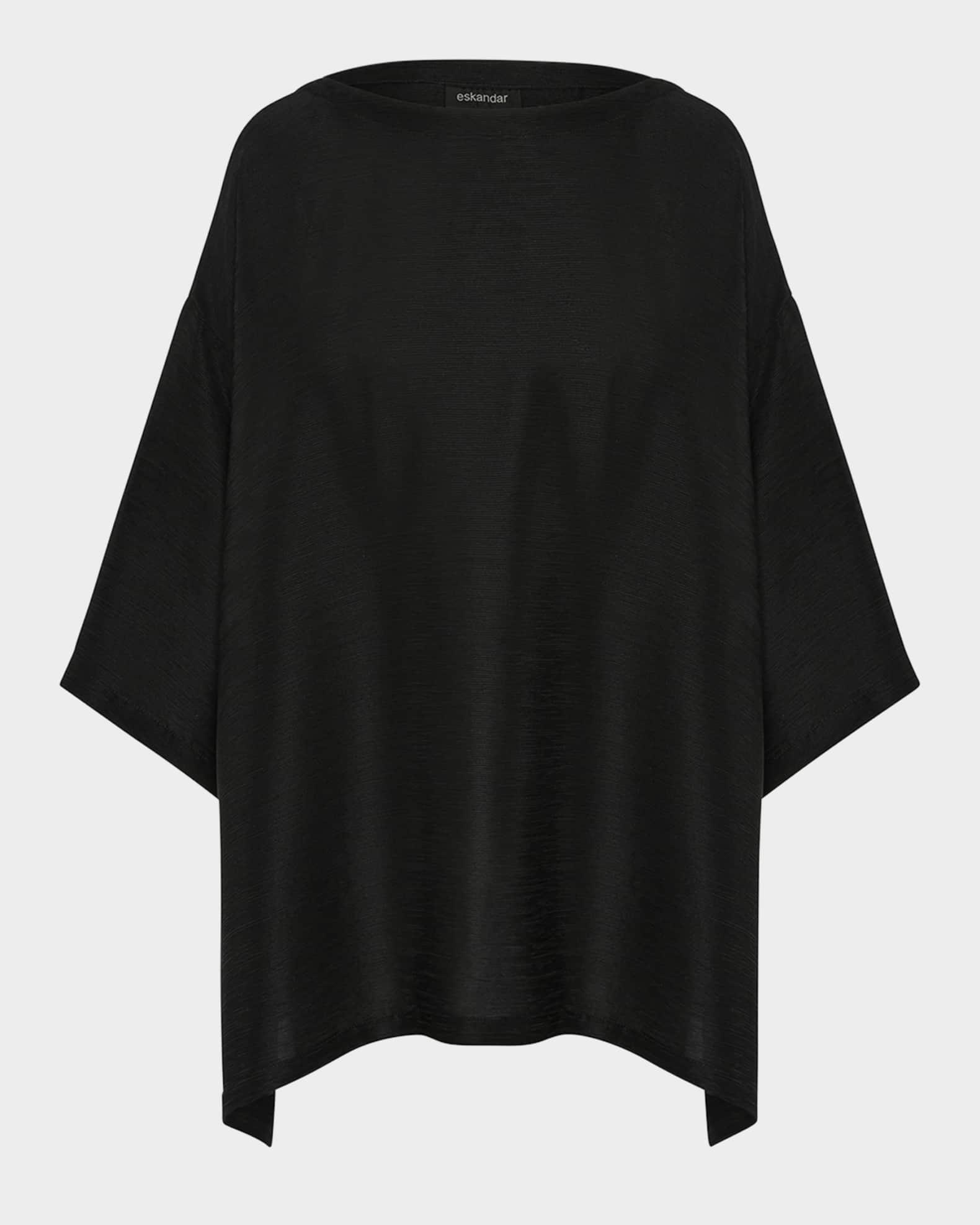 Silk Plisse Wide A-Line Scoop-Neck Top (Long Length) Product Image