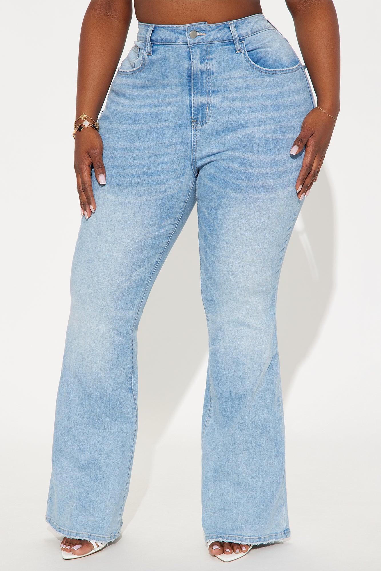 Sweet By Choice Lace Up Stretch Flare Jeans - Light Wash Female Product Image