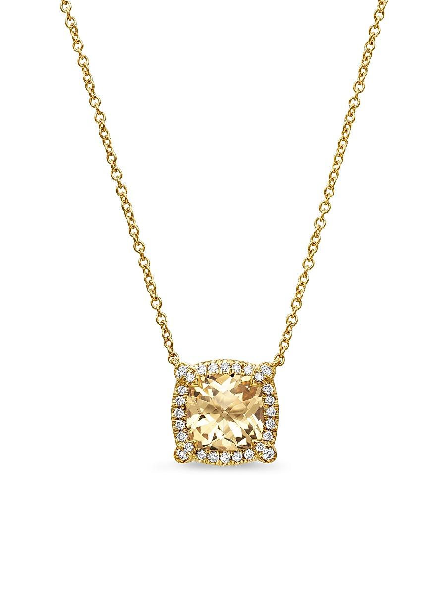Womens Petite Chatelaine Pav Bezel Pendant Necklace in 18K Yellow Gold with Diamonds Product Image