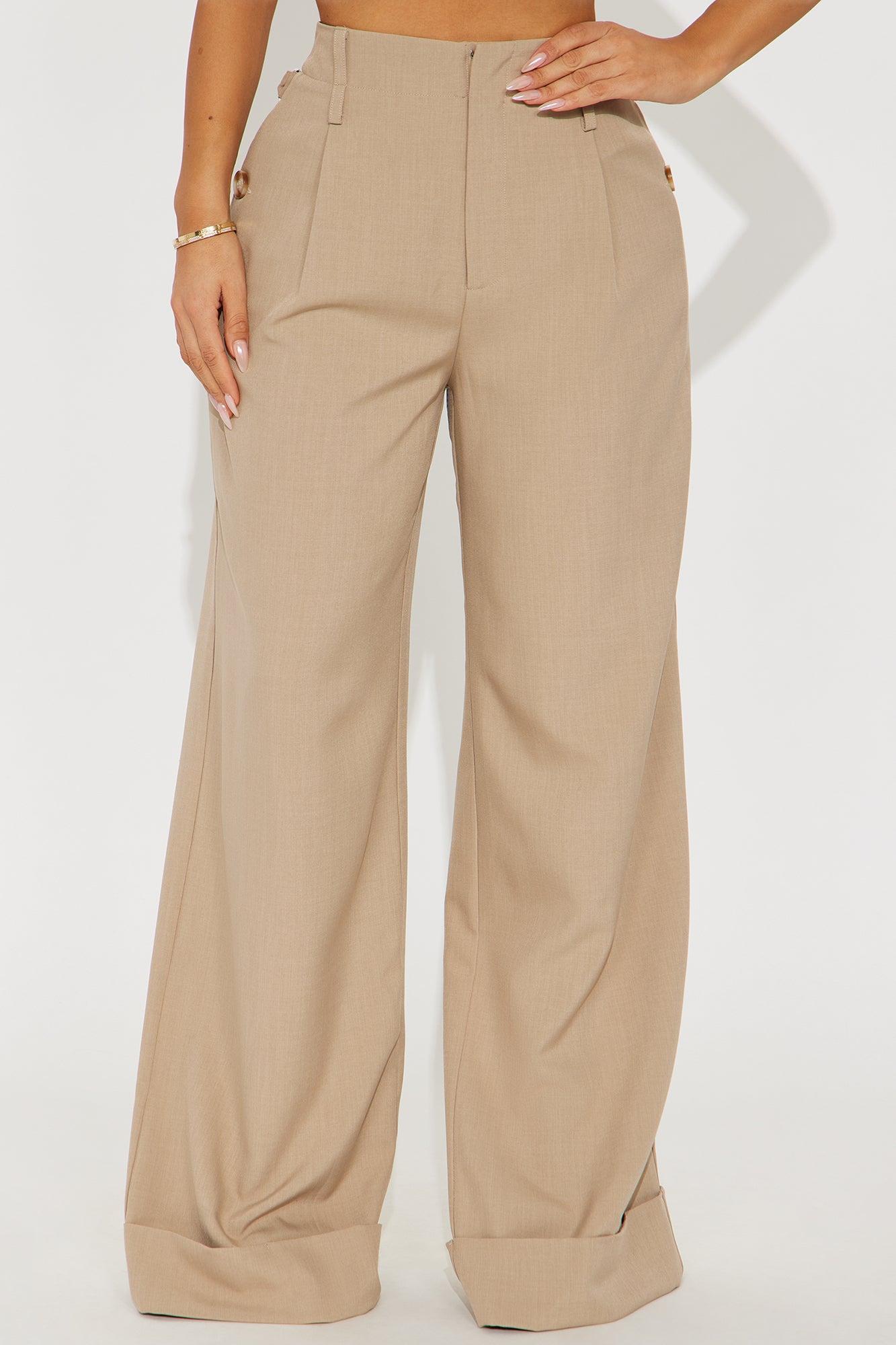 Kiah Cuffed Wide Leg Trouser - Tan Female Product Image