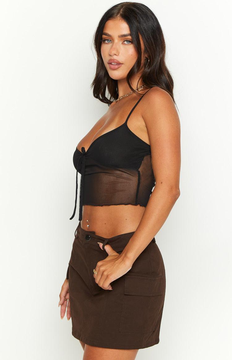 Kacie Chocolate Cargo Mini Skirt Product Image
