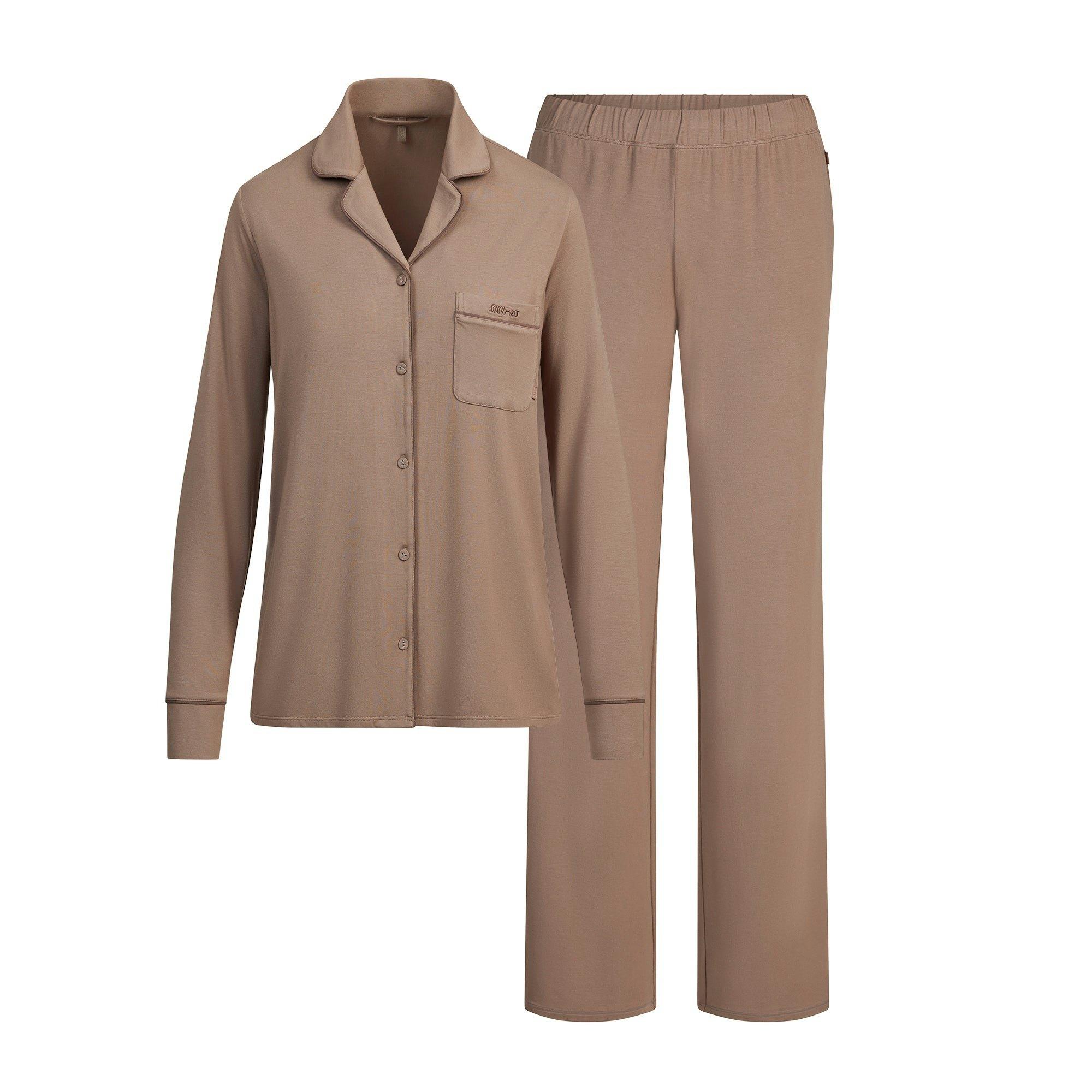 SKIMS SLEEP LONG SLEEVE BUTTON UP SET | FOSSIL Product Image