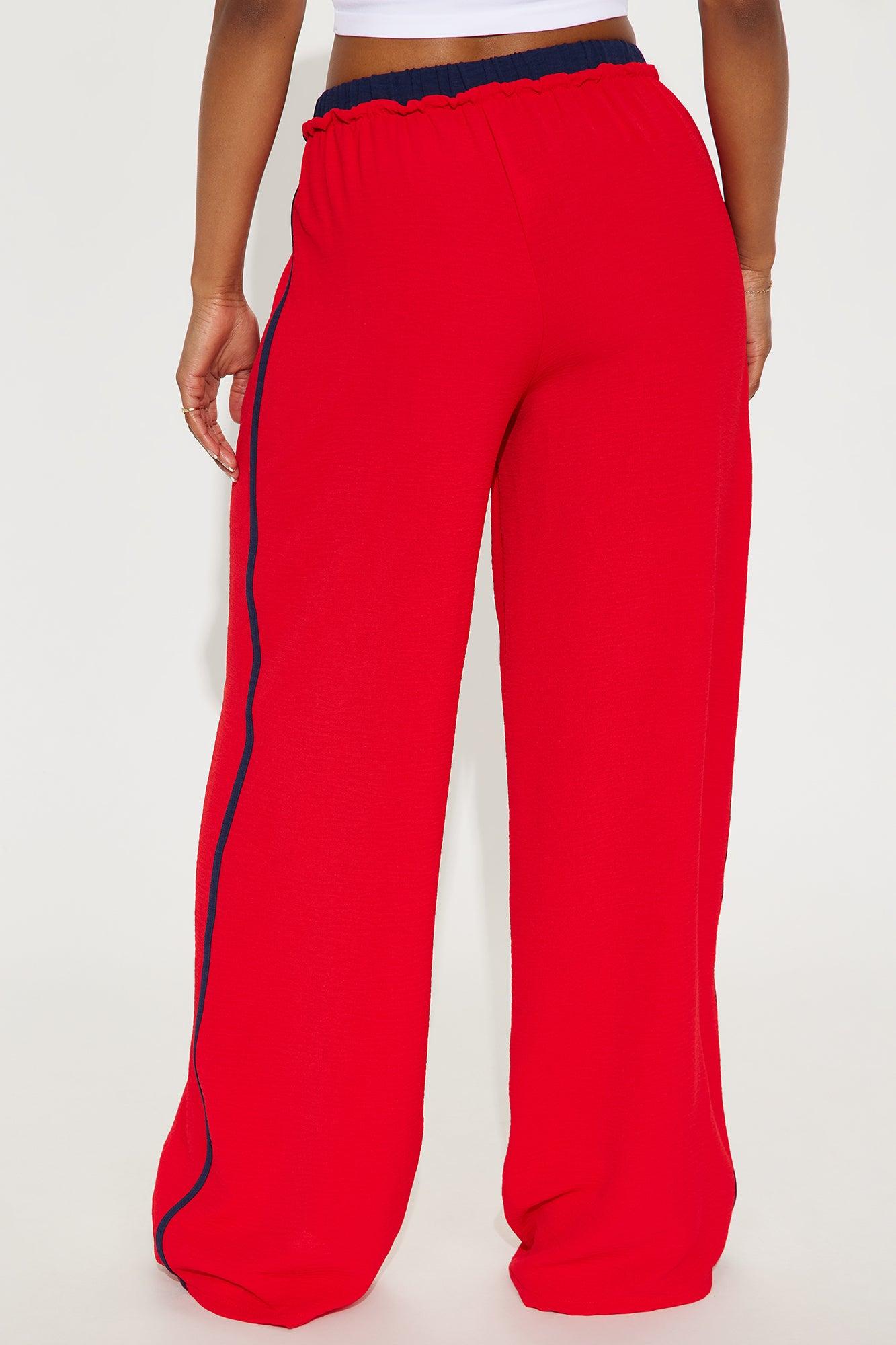 Dana Double Waistband Track Pant - Red Product Image